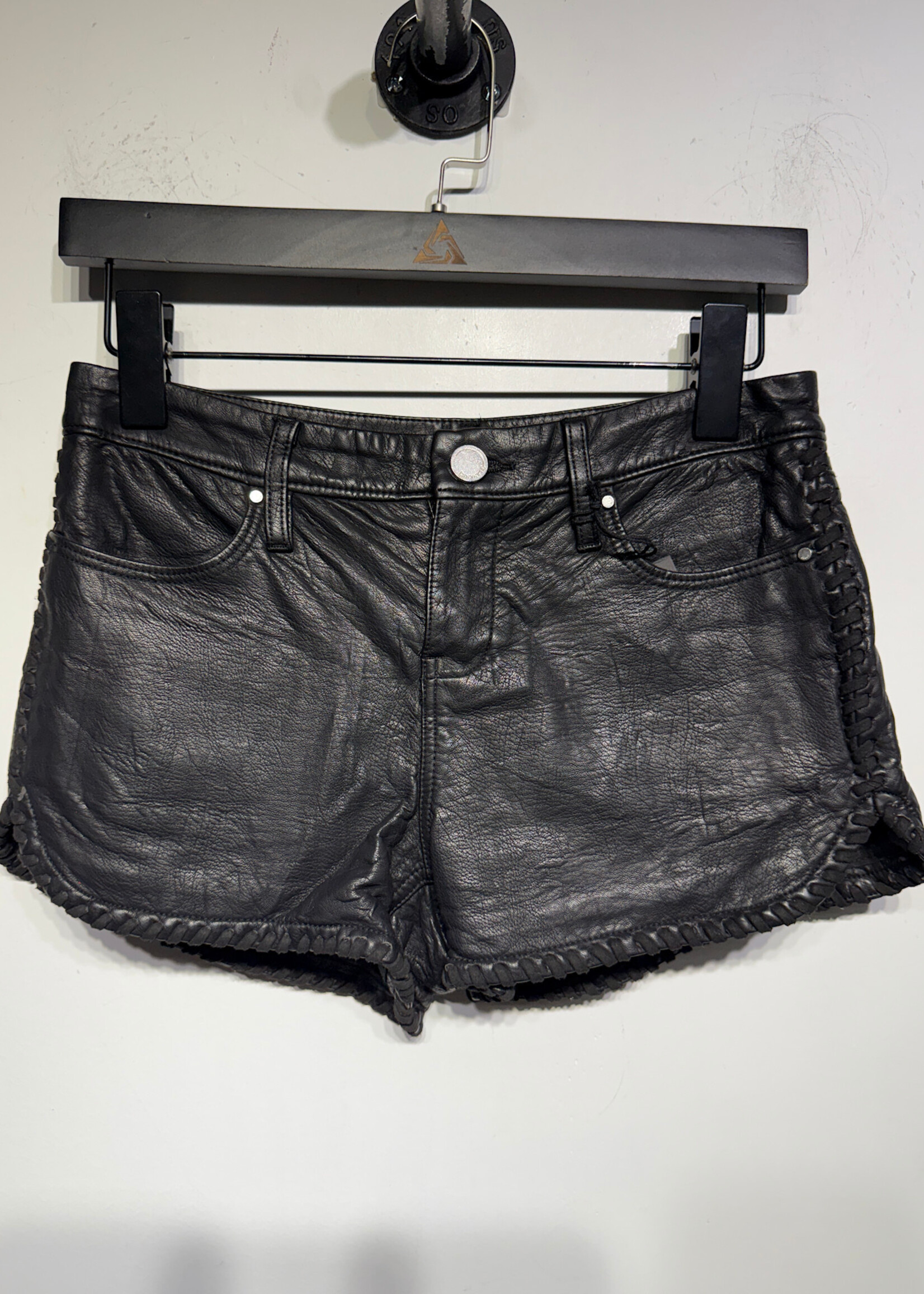 Blank NYC Black Leather Mini Shorts 24