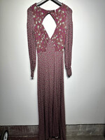 Free People Maroon Pink Floral Open Back Dress S