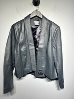 Jessica London Grey Leather Blazer Fem L