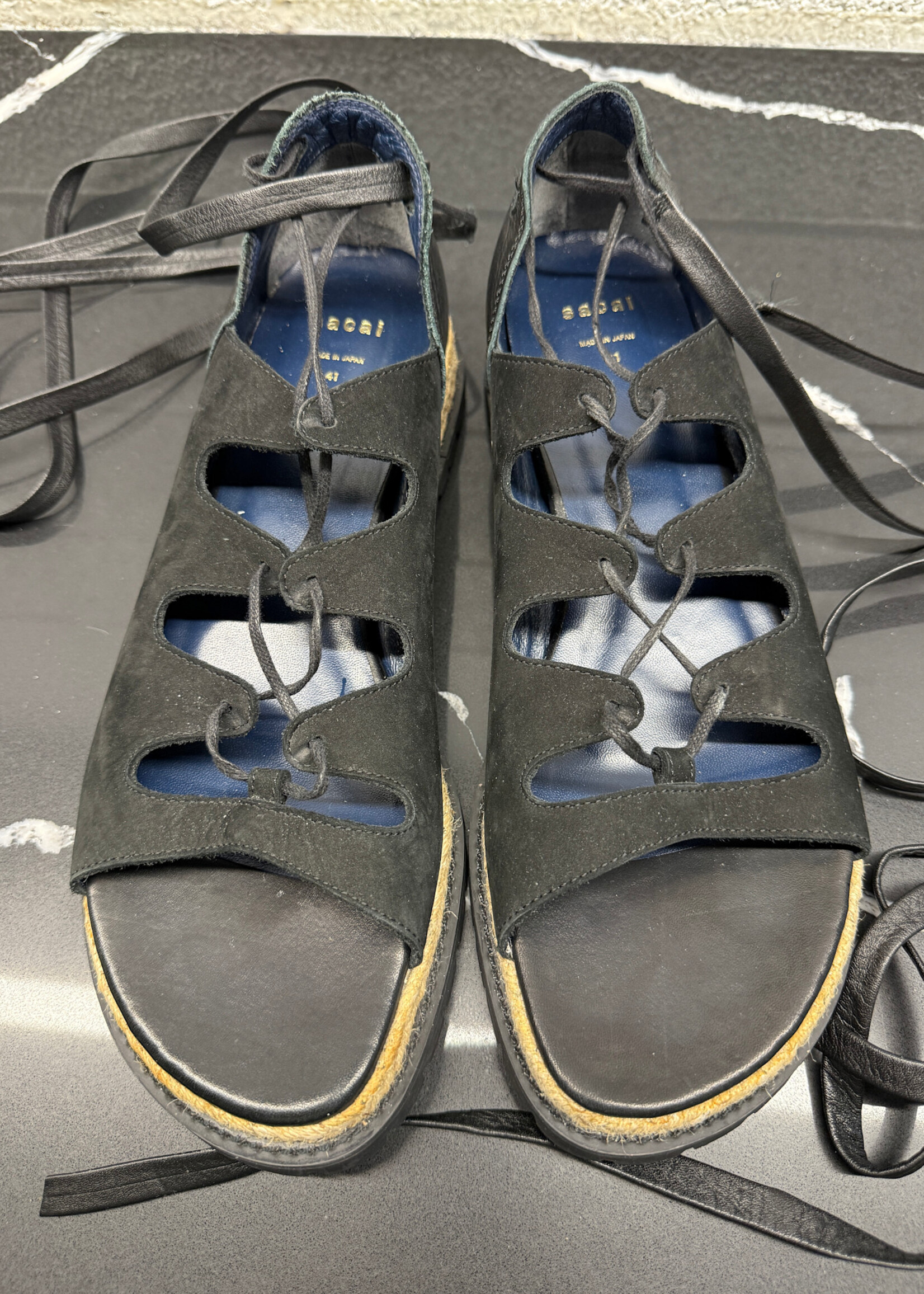 Sacai Black Gladiator Sandals 41/Fem 10