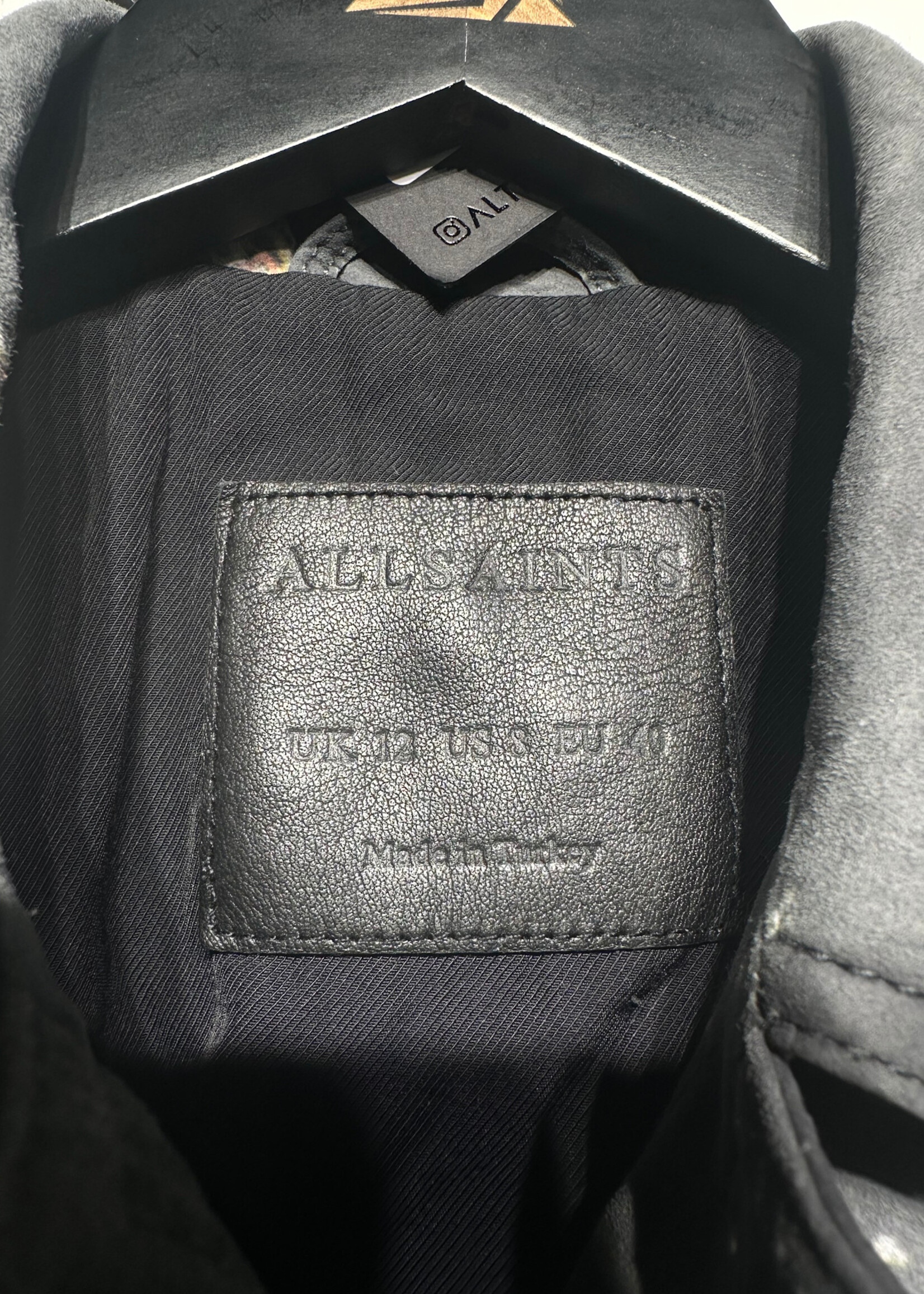 Allsaints Floral Crop Leather Jacket Fem M