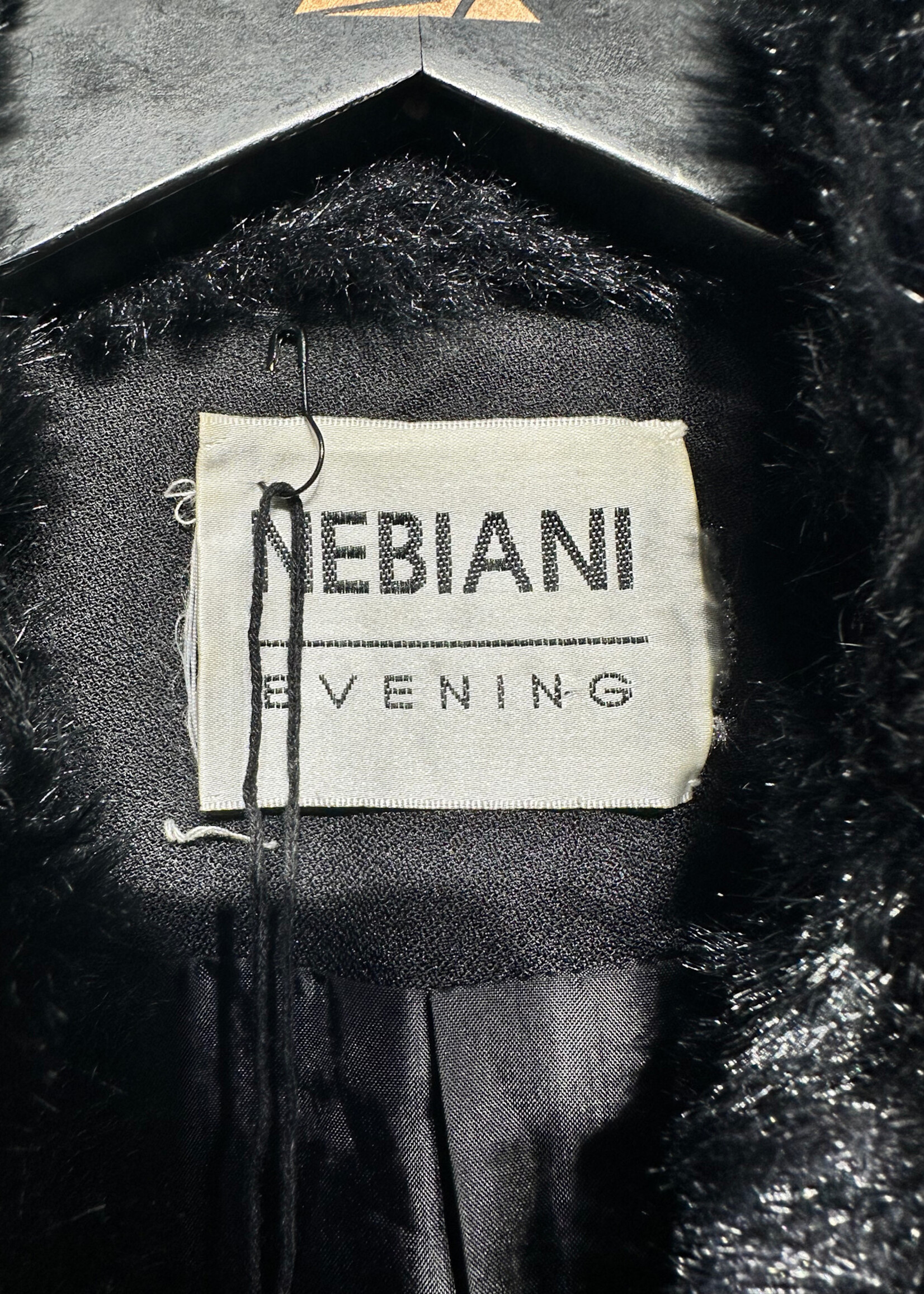 Nebiani Black Trim Faux Fur Jacket L