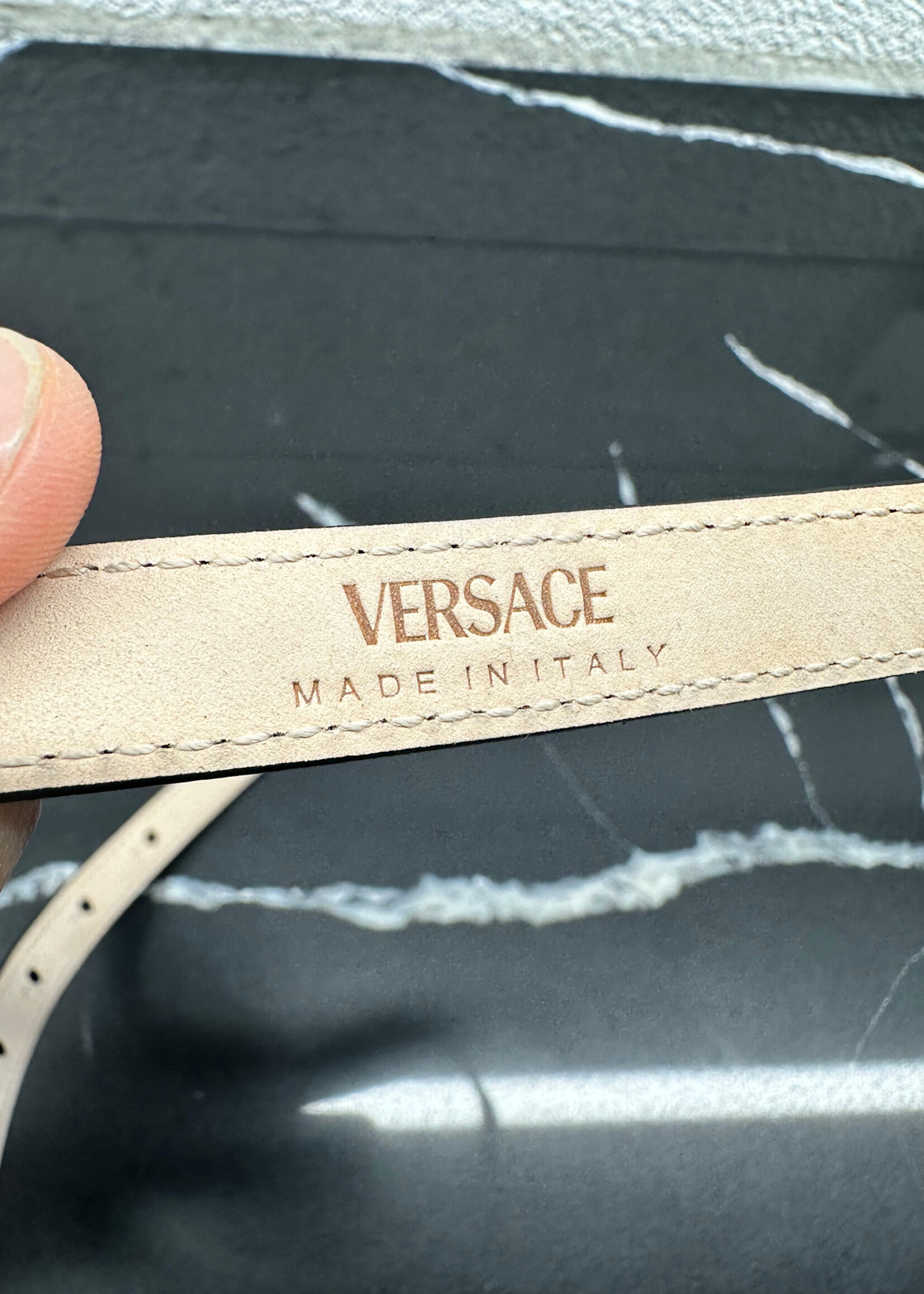 Versace Black Leather Mini Belt