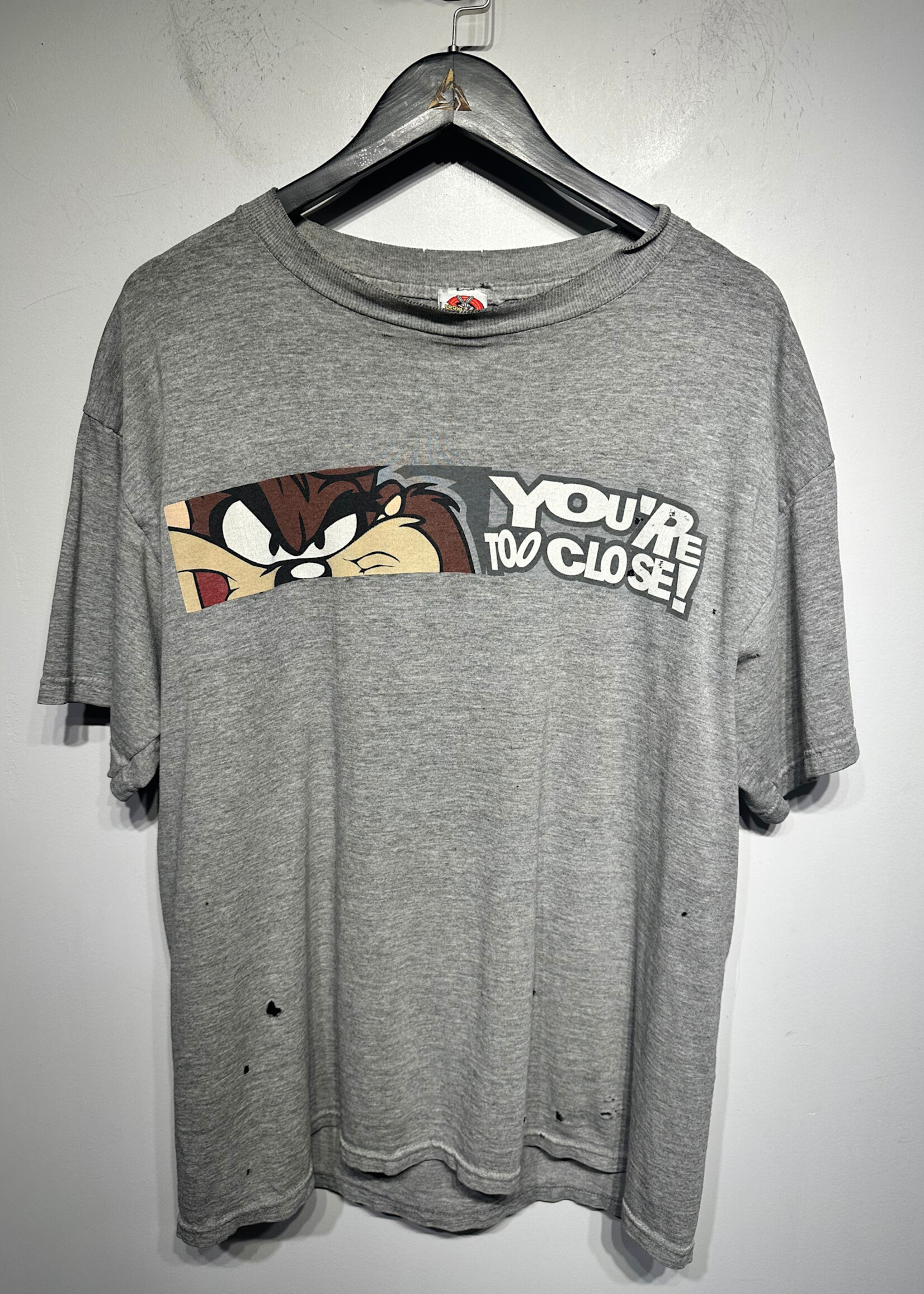 Looney Tunes Vintage Taz Too Close Grey Tee L