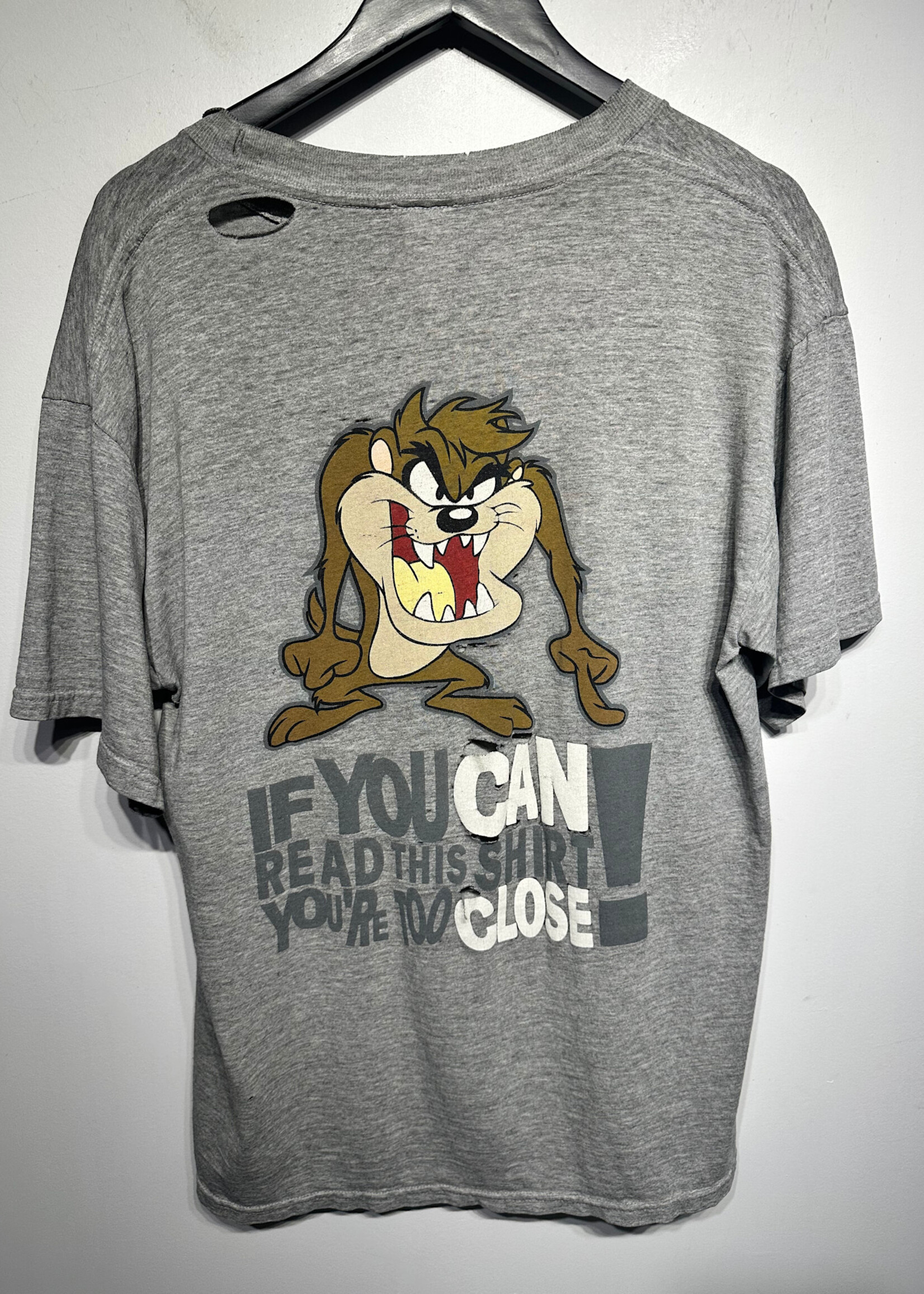 Looney Tunes Vintage Taz Too Close Grey Tee L