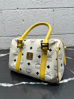 MCM White Yellow Visetos Mini Bag