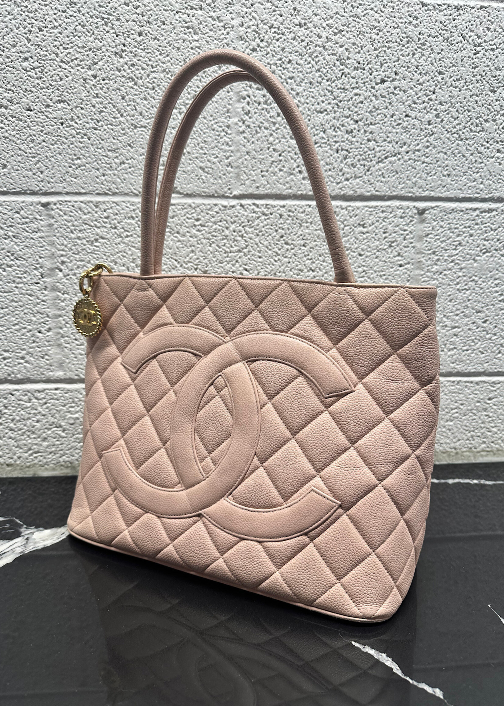 Chanel Vintage Caviar Leather Medallion Tote OS
