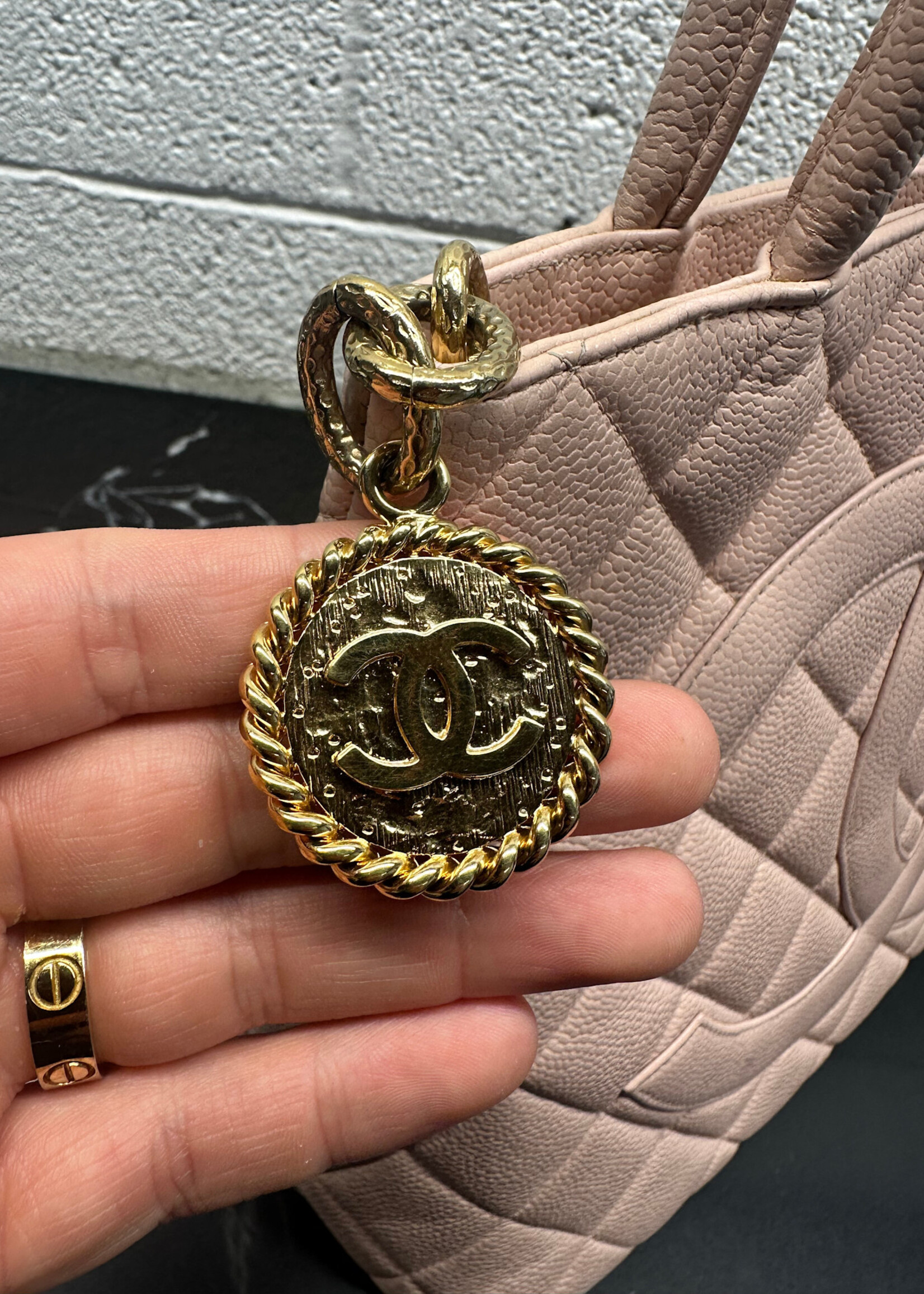 Chanel Vintage Caviar Leather Medallion Tote OS