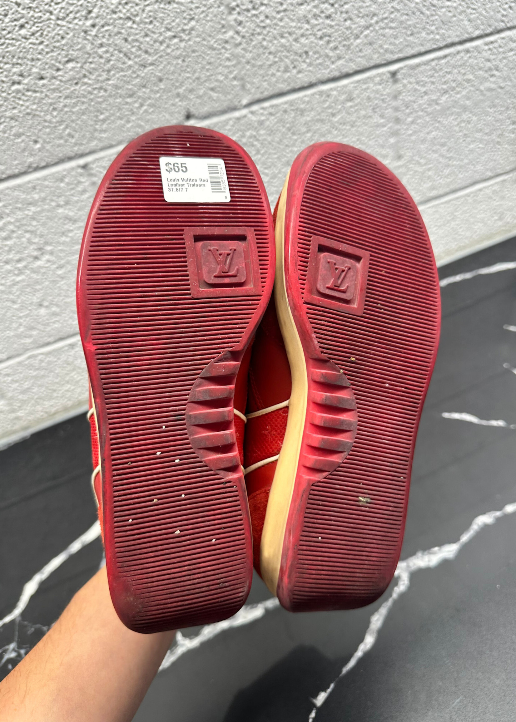 Louis Vuitton Red Leather Trainers 37.5/7