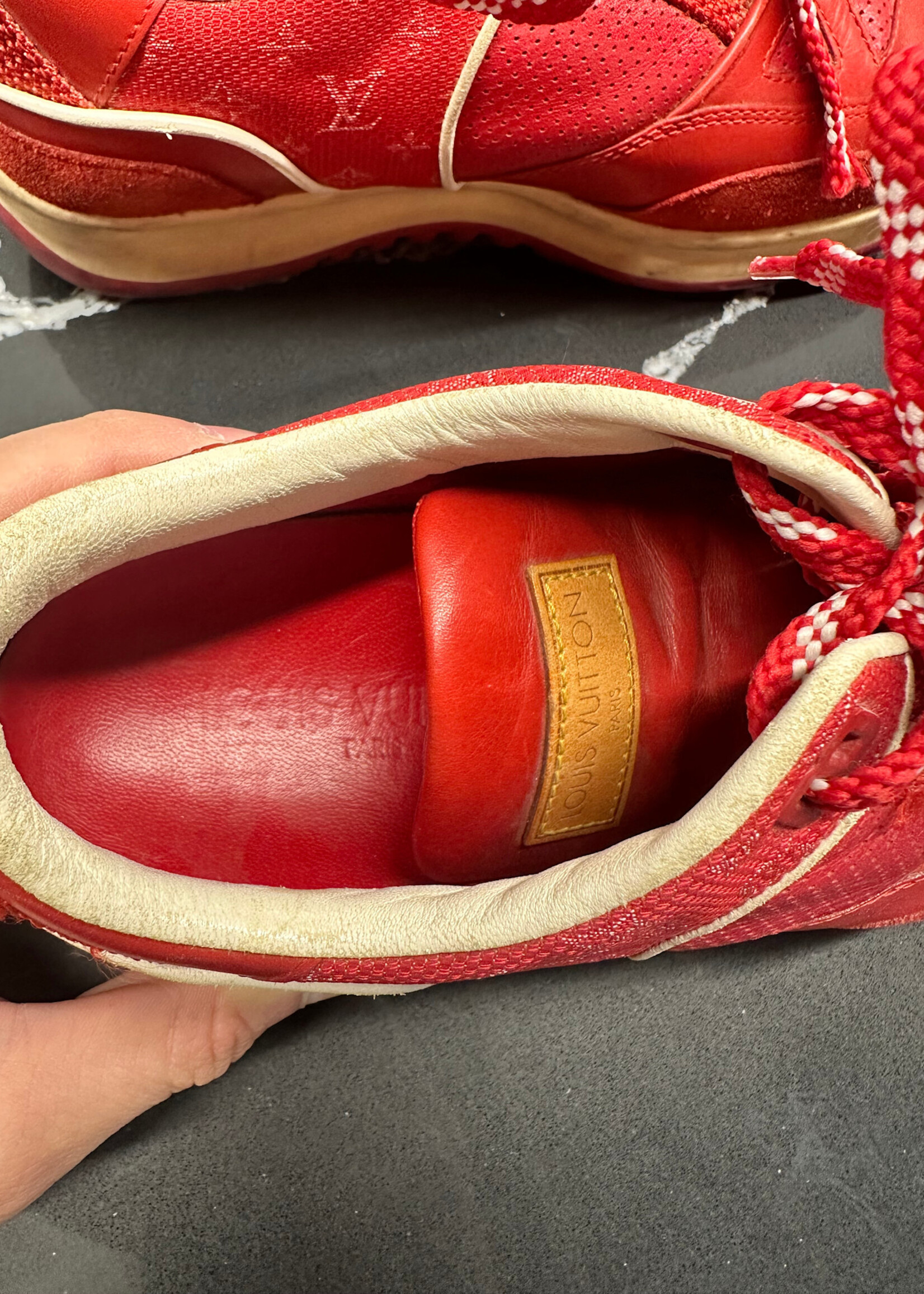 Louis Vuitton Red Leather Trainers 37.5/7