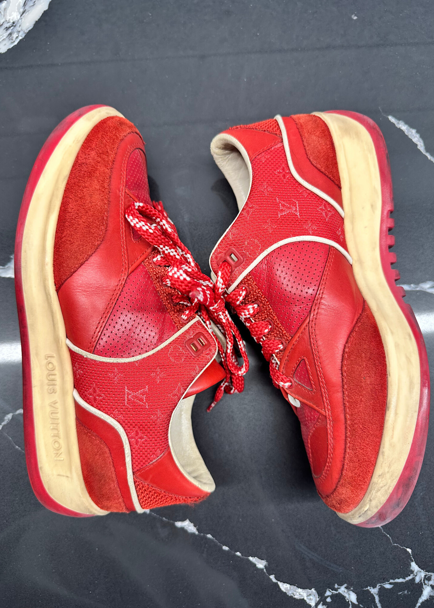 Louis Vuitton Red Leather Trainers 37.5/7