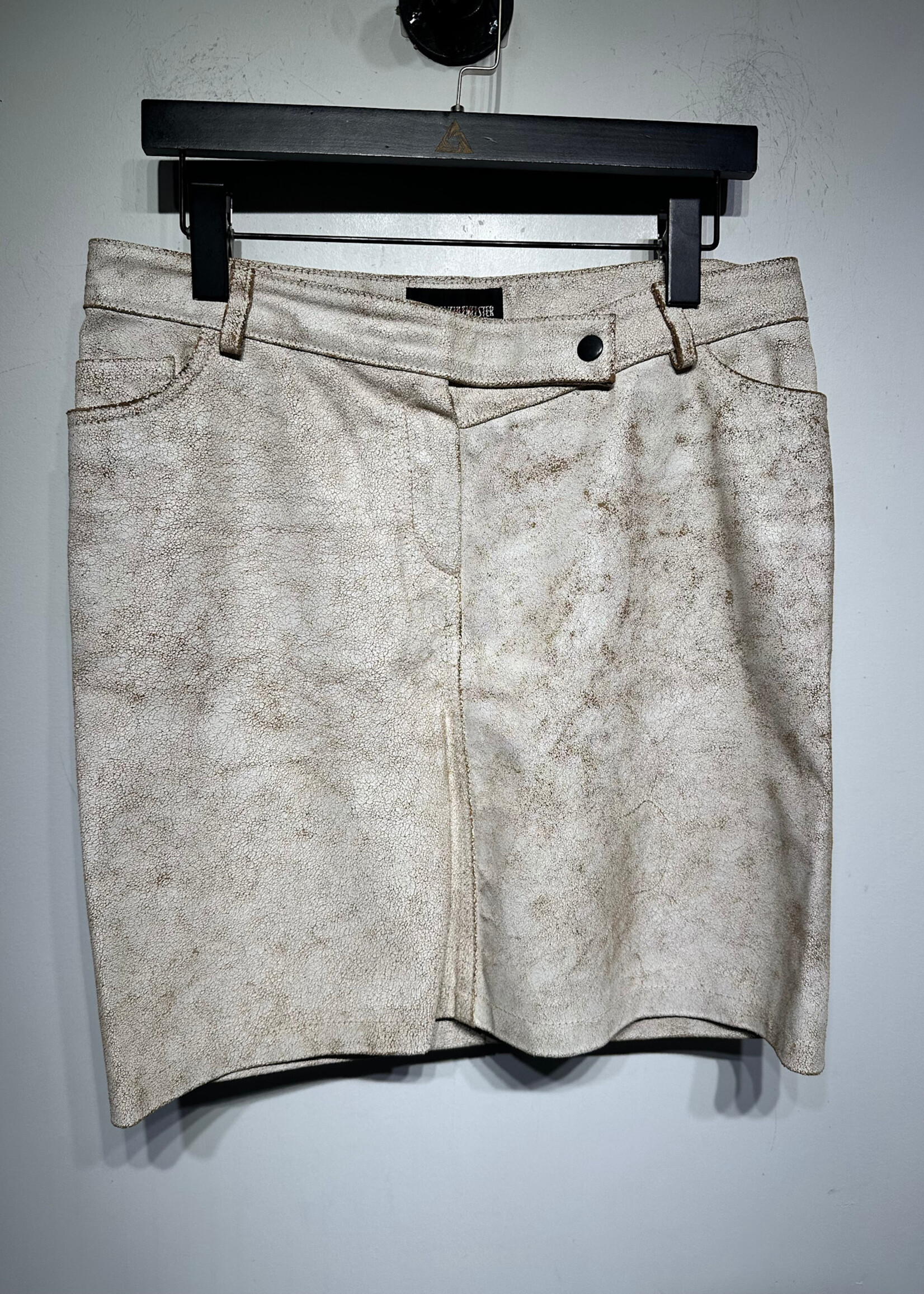 Ann Demeulemester Cracked Leather Skirt  32