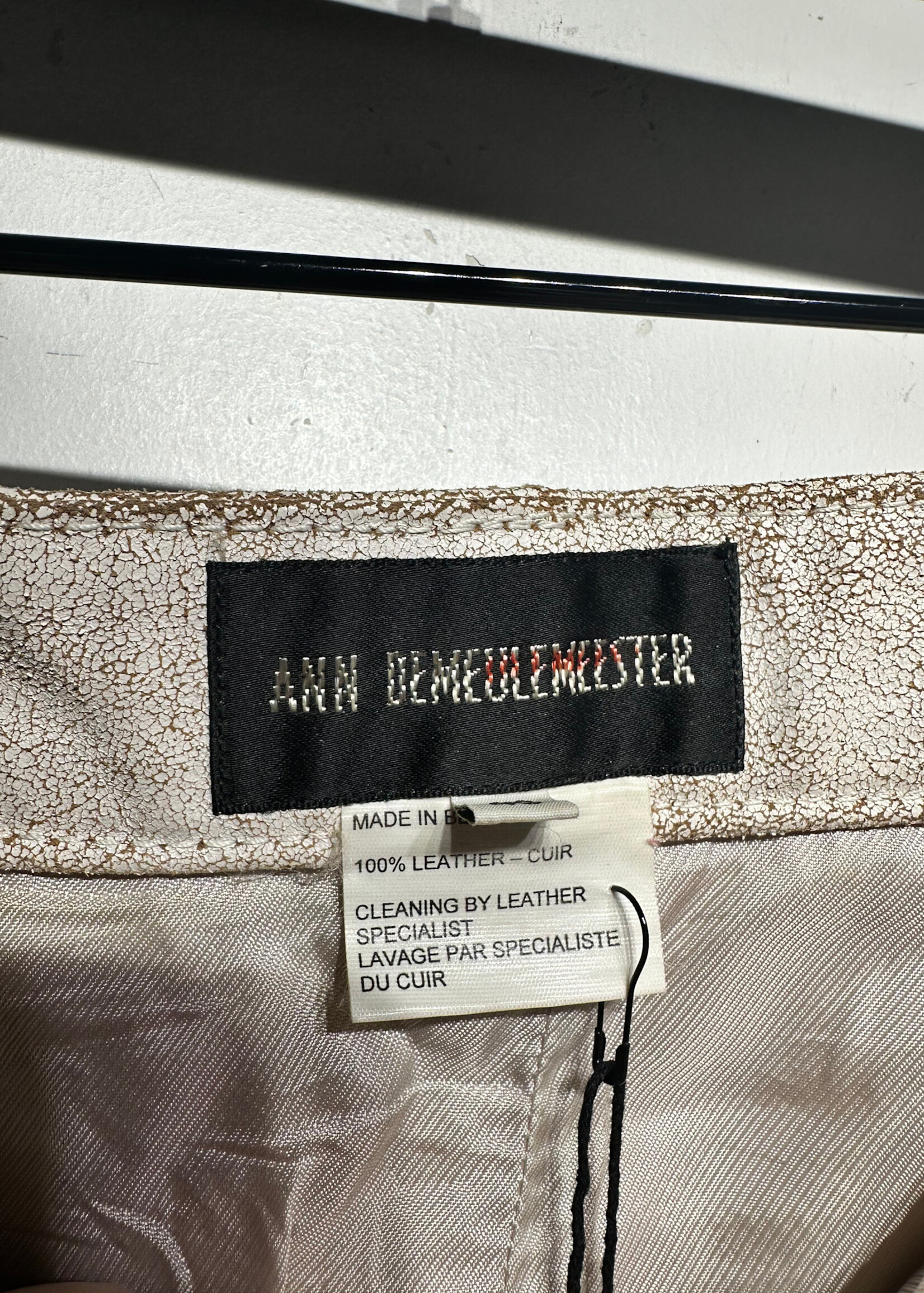 Ann Demeulemester Cracked Leather Skirt  32