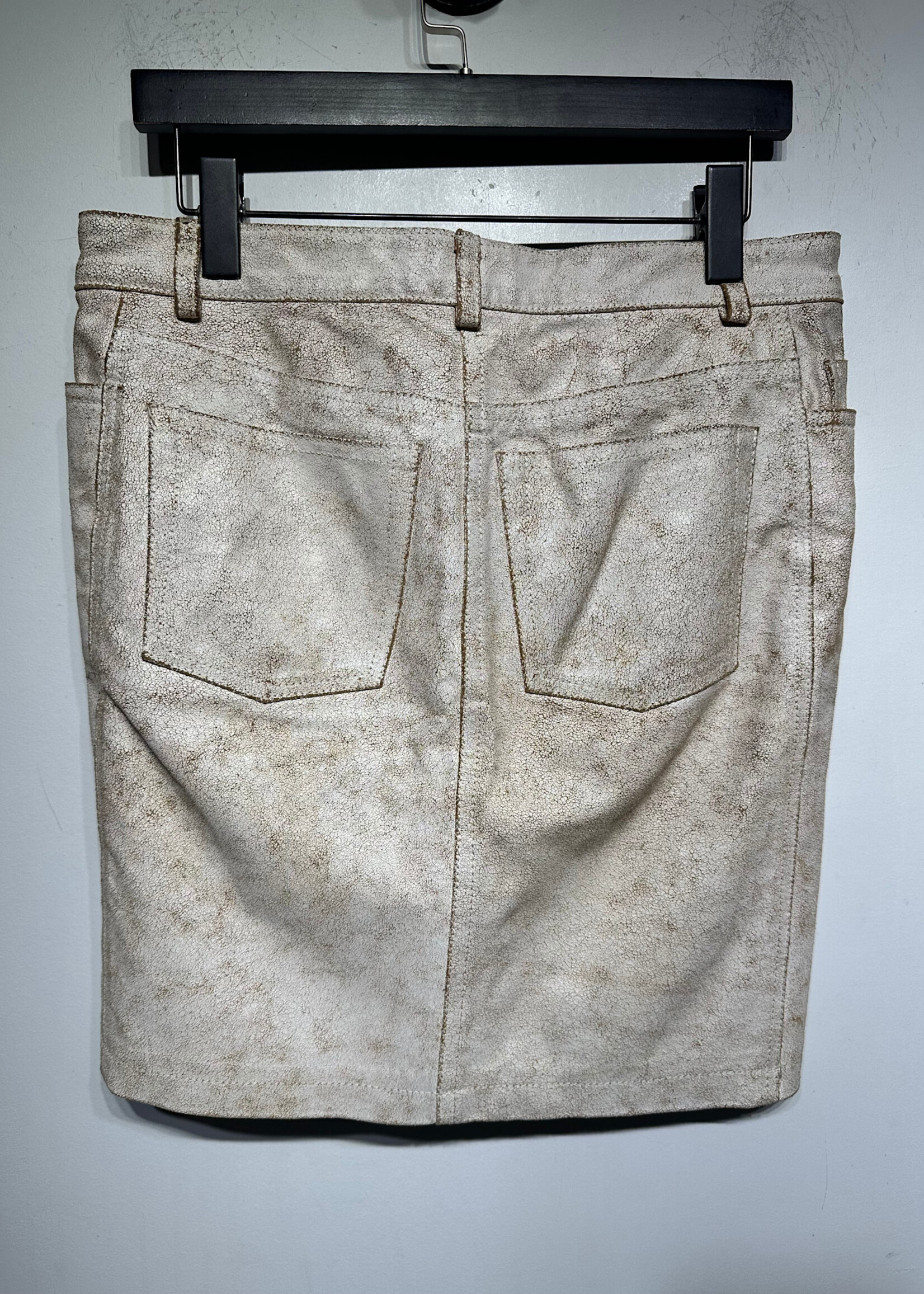 Ann Demeulemester Cracked Leather Skirt  32