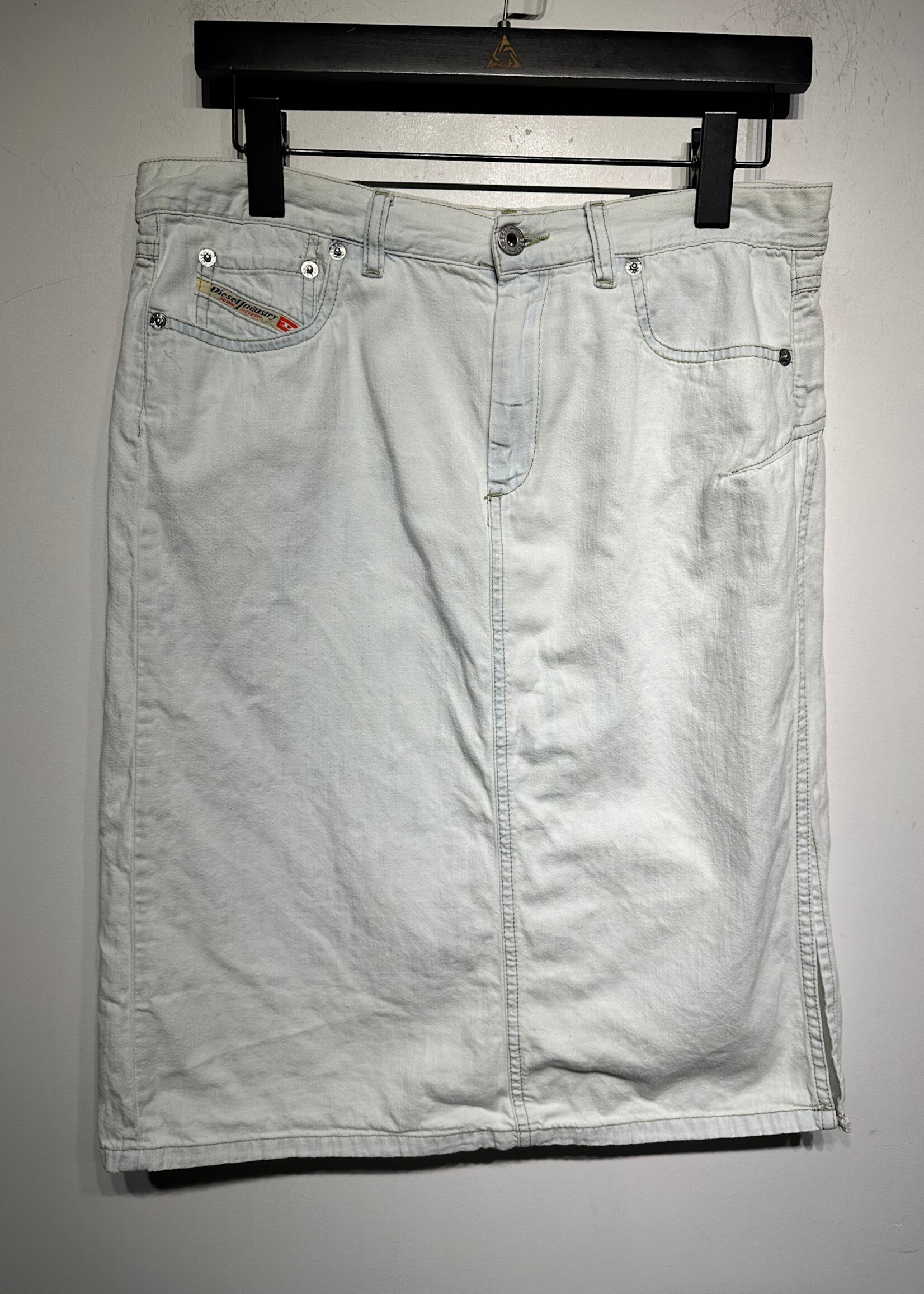 Diesel Bleached Denim Side Slit Skirt 30