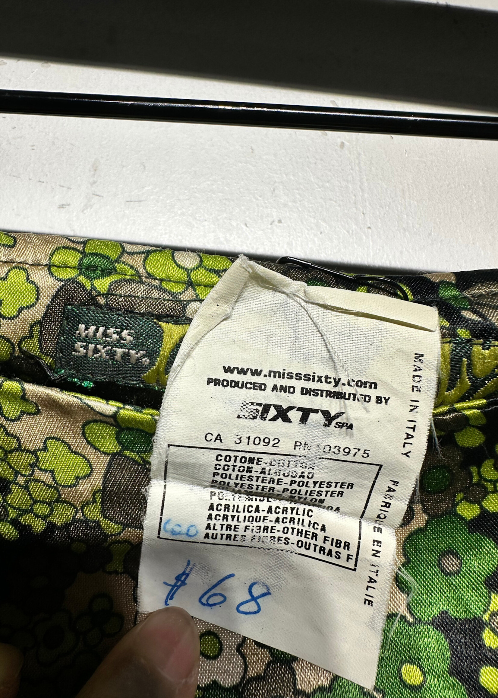 Miss Sixty Green Off Shoulder Dress M