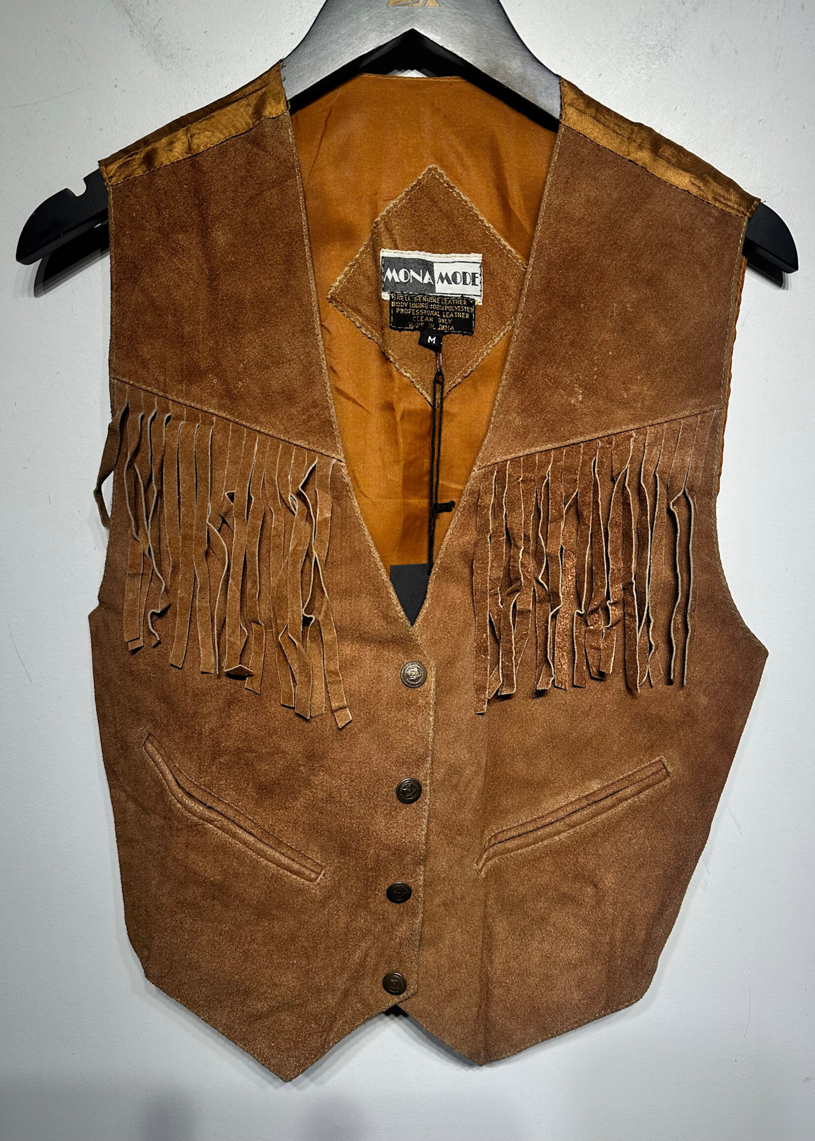 Mona Mode Vintage Suede Fringe Vest Fem M