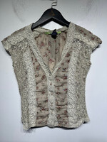 Free Hug Grey Floral Lace Vintage Top S