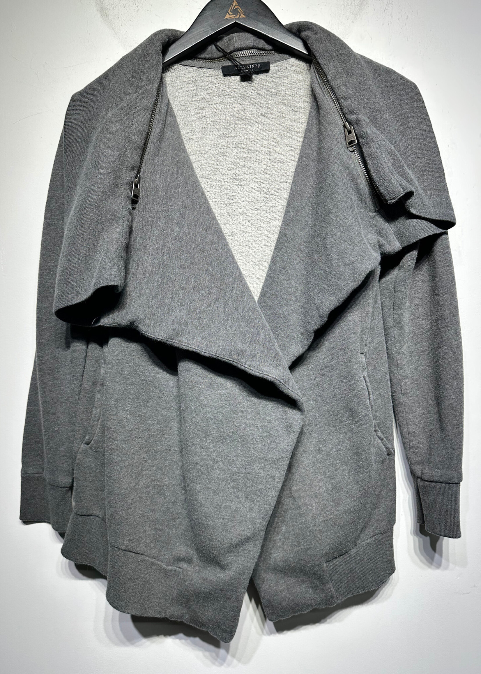 Allsaints Grey Open Zipper Jacket XS