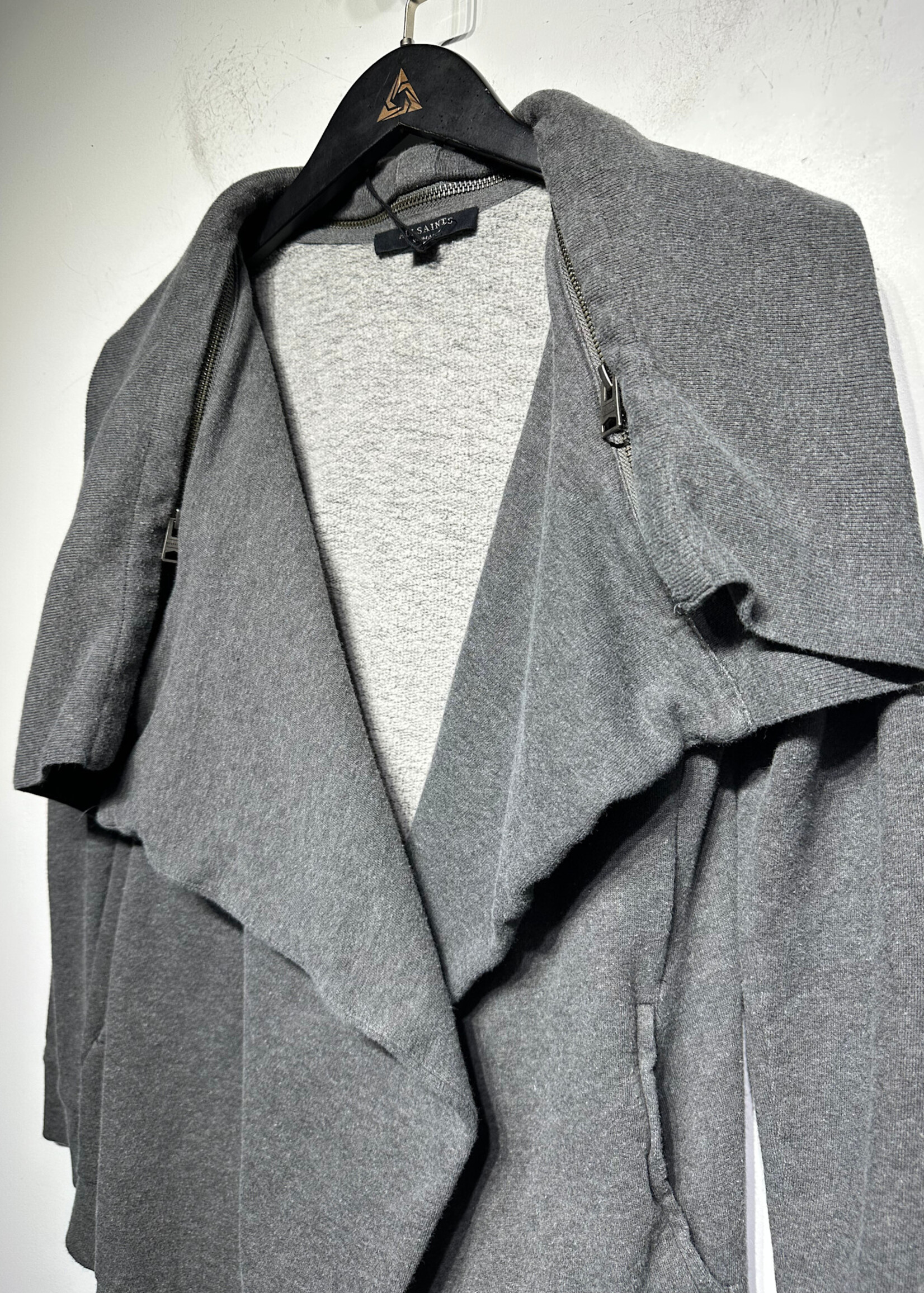 Allsaints Grey Open Zipper Jacket XS