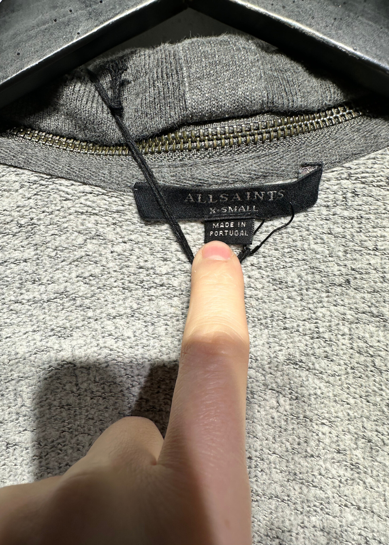 Allsaints Grey Open Zipper Jacket XS