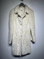 Xi Cream White Faux Fur Long Coat Fem L