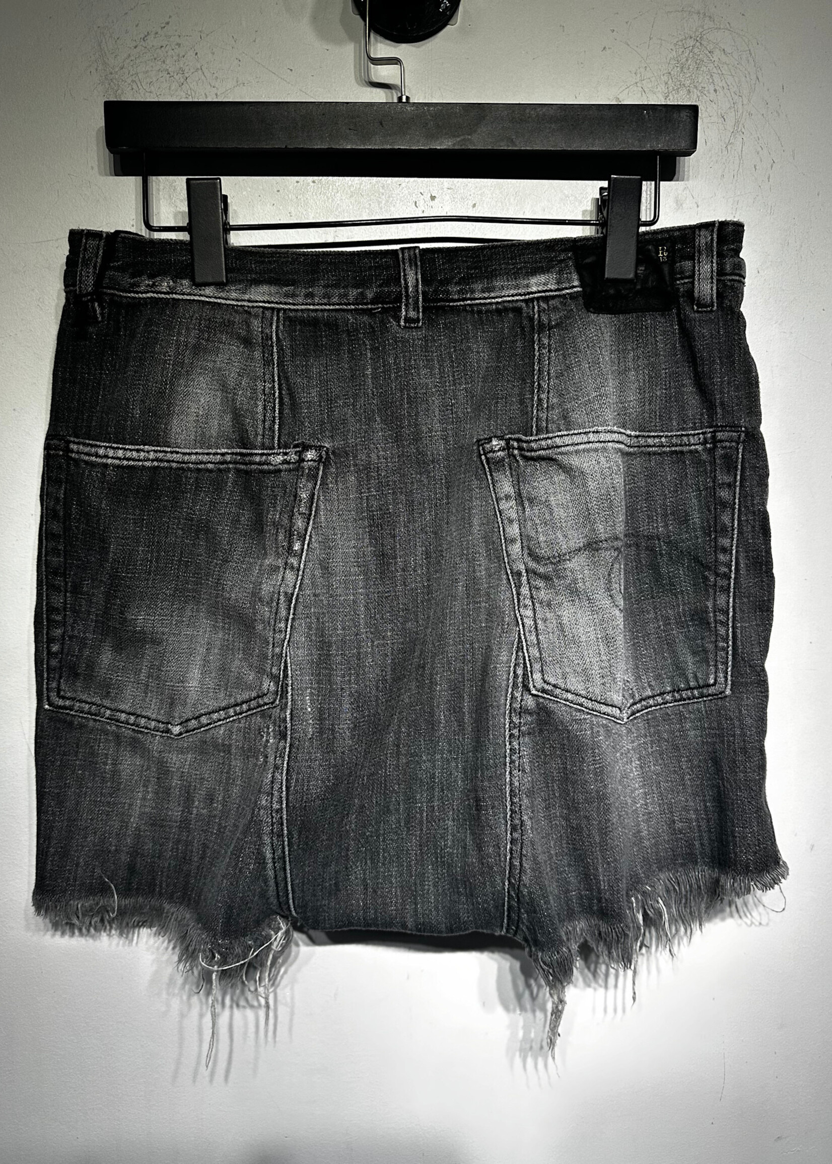 R13 Black Distressed Shorts 30