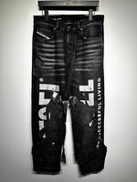 Diesel Distressed Black Logo Jeans Unisex 30