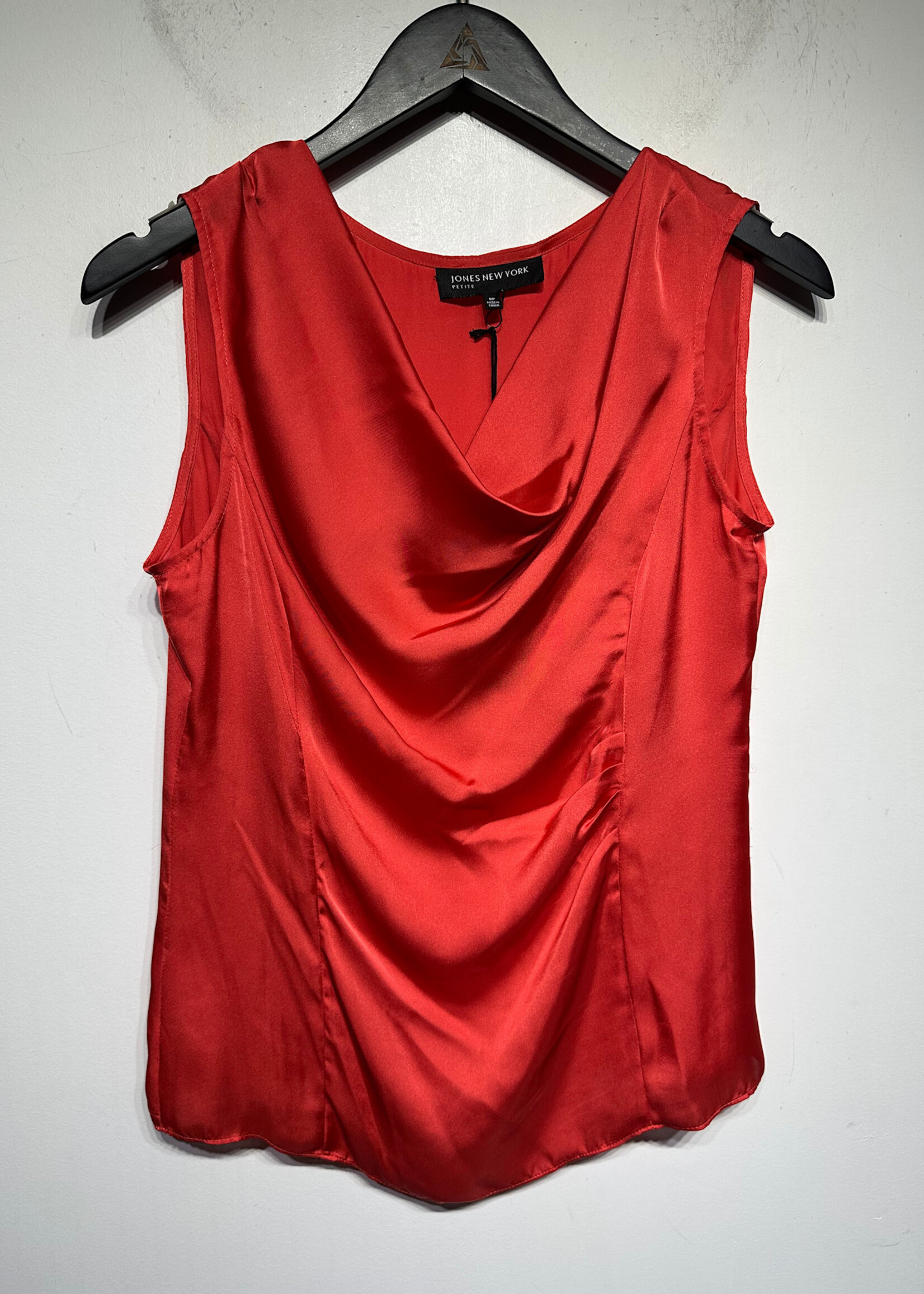 Jones Coral Red Silk Top S