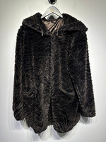 No Label Black/Brown Faux Fur Coat L