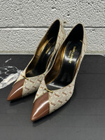 YSL Brown Monogram Heels 7.5