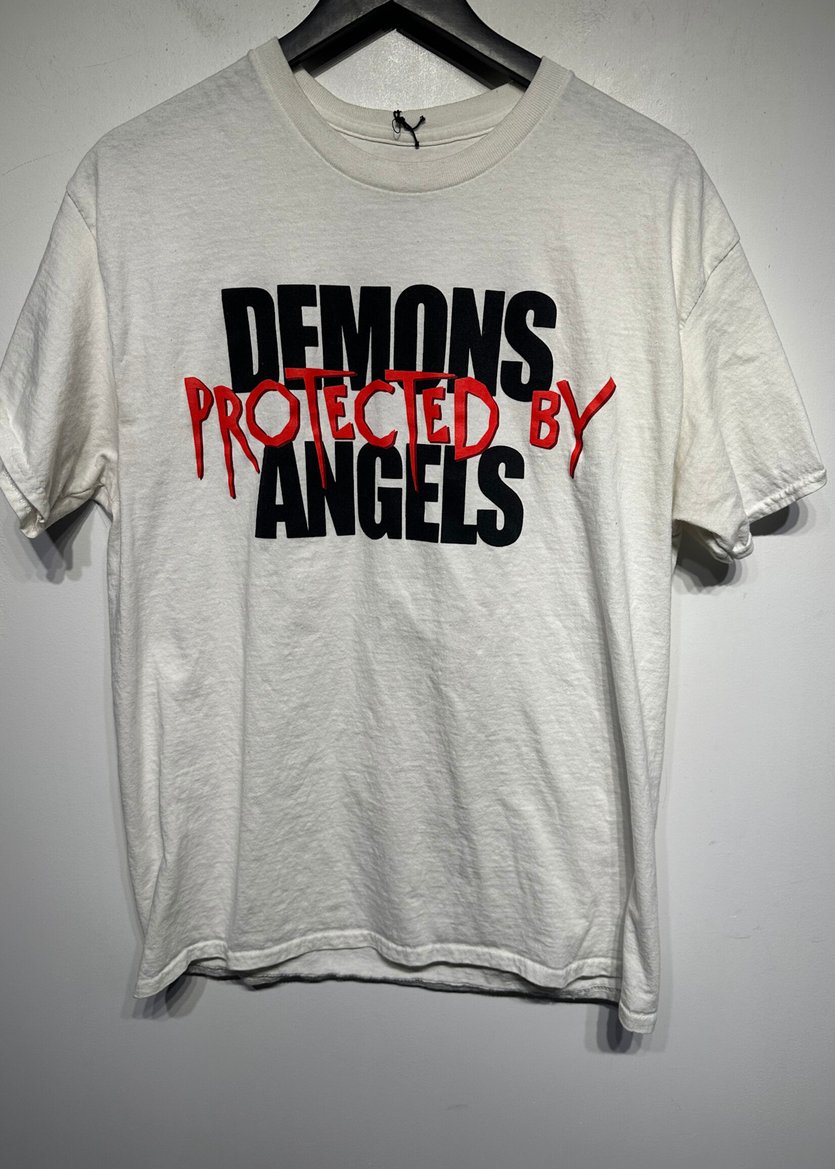 Nav Demons Protected By Angels White Tee L