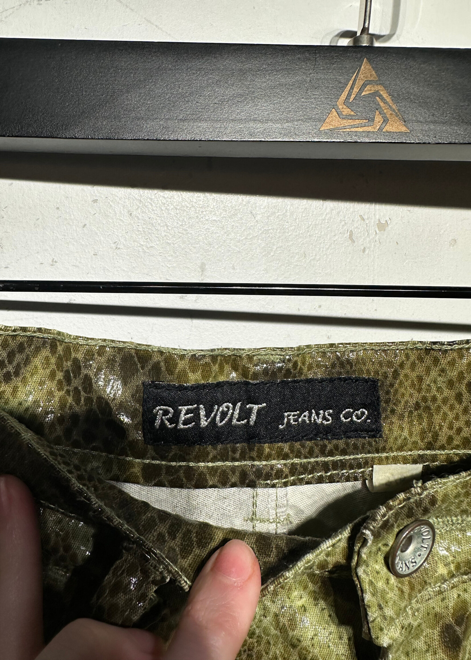 Revolt Y2K Green Snakeprint Pants 26