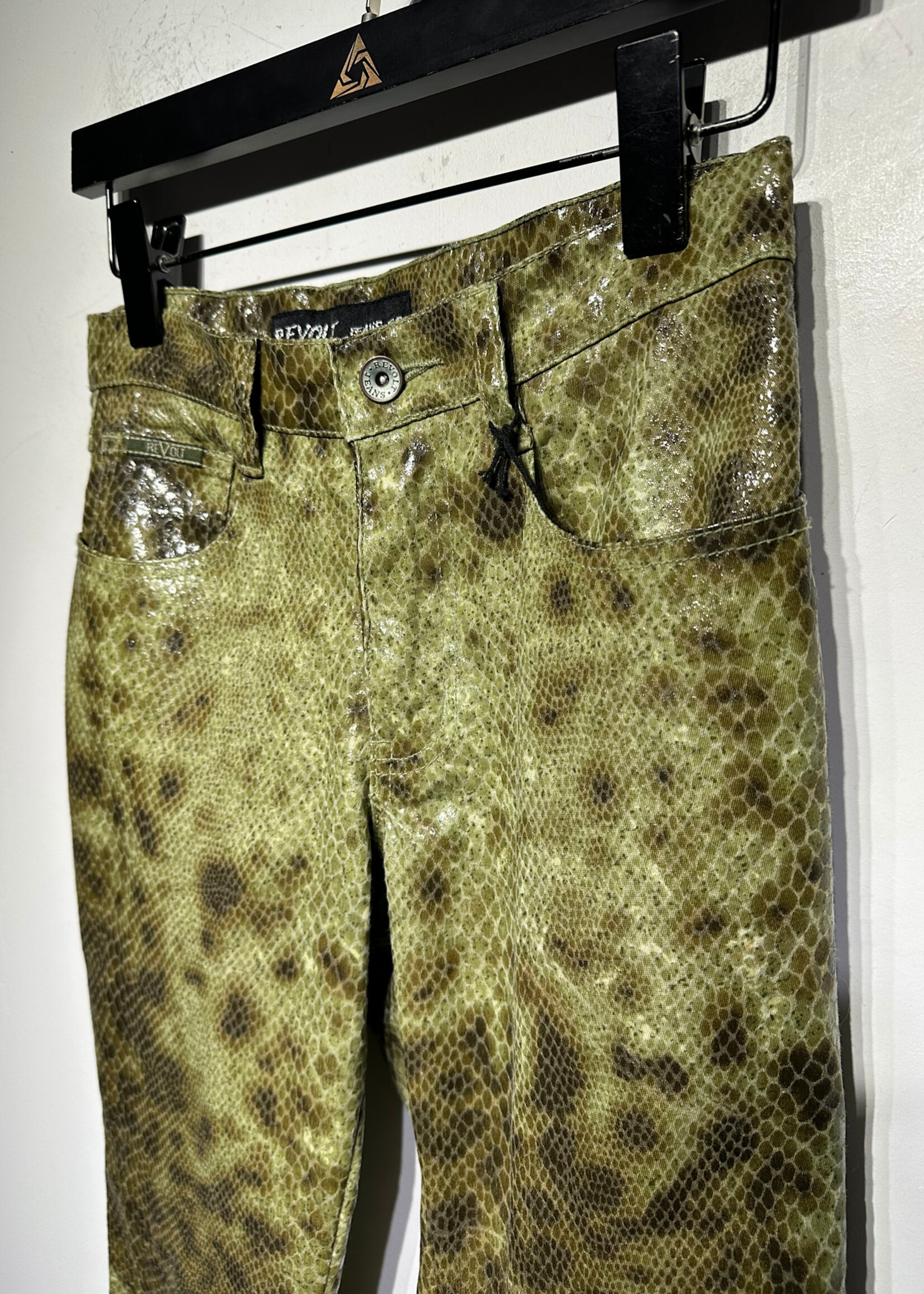 Revolt Y2K Green Snakeprint Pants 26