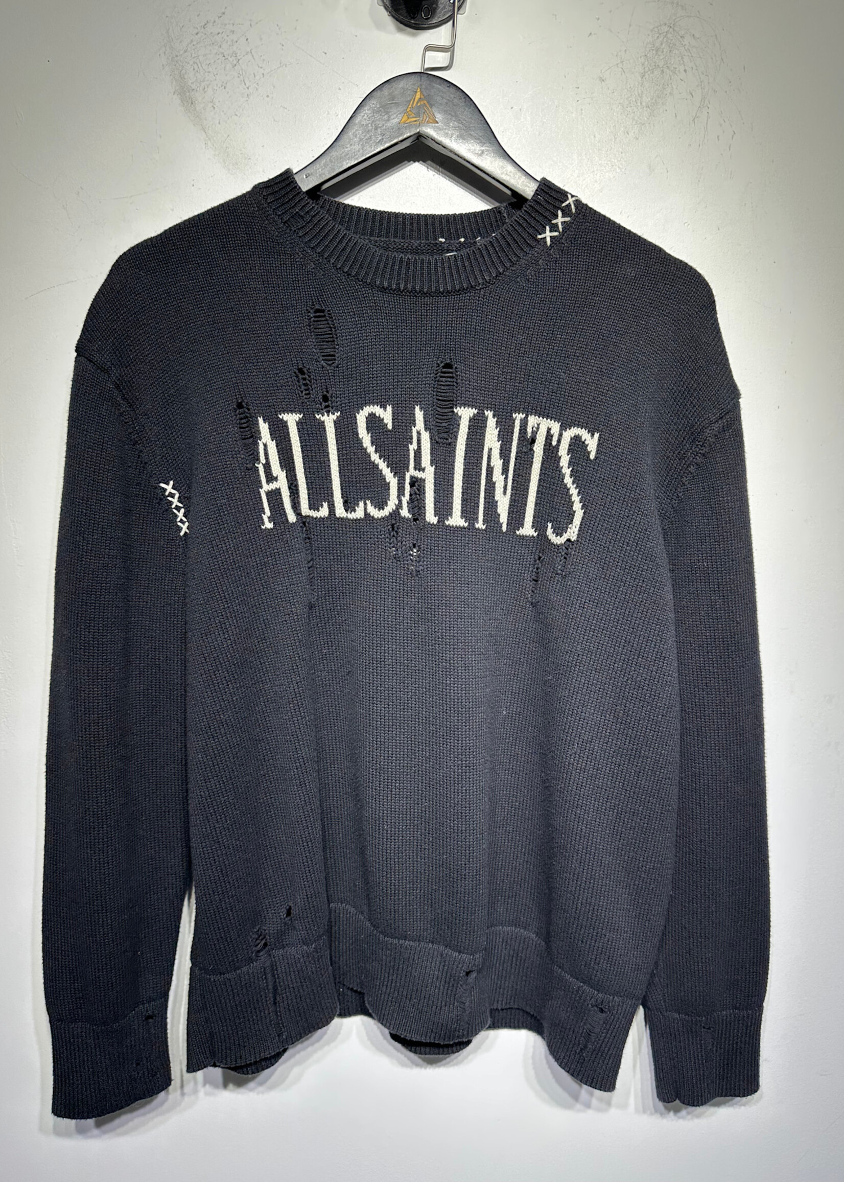 Allsaints Black Distressed Sweater M