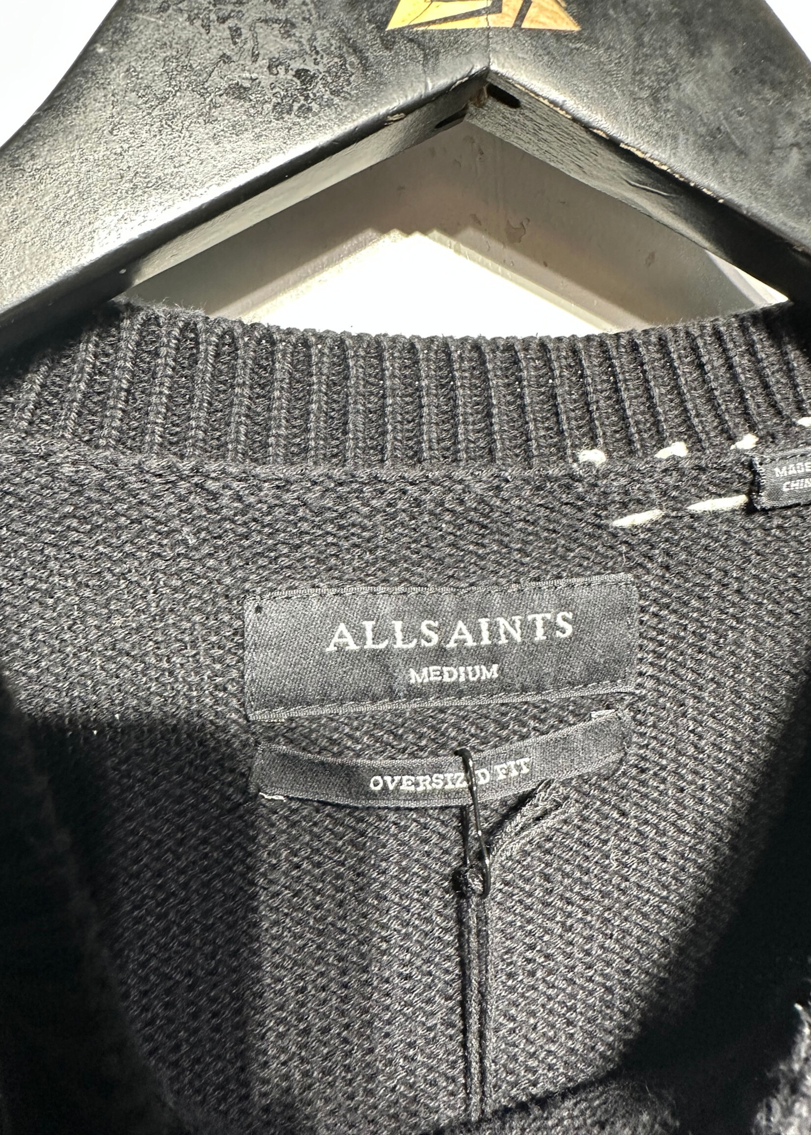 Allsaints Black Distressed Sweater M