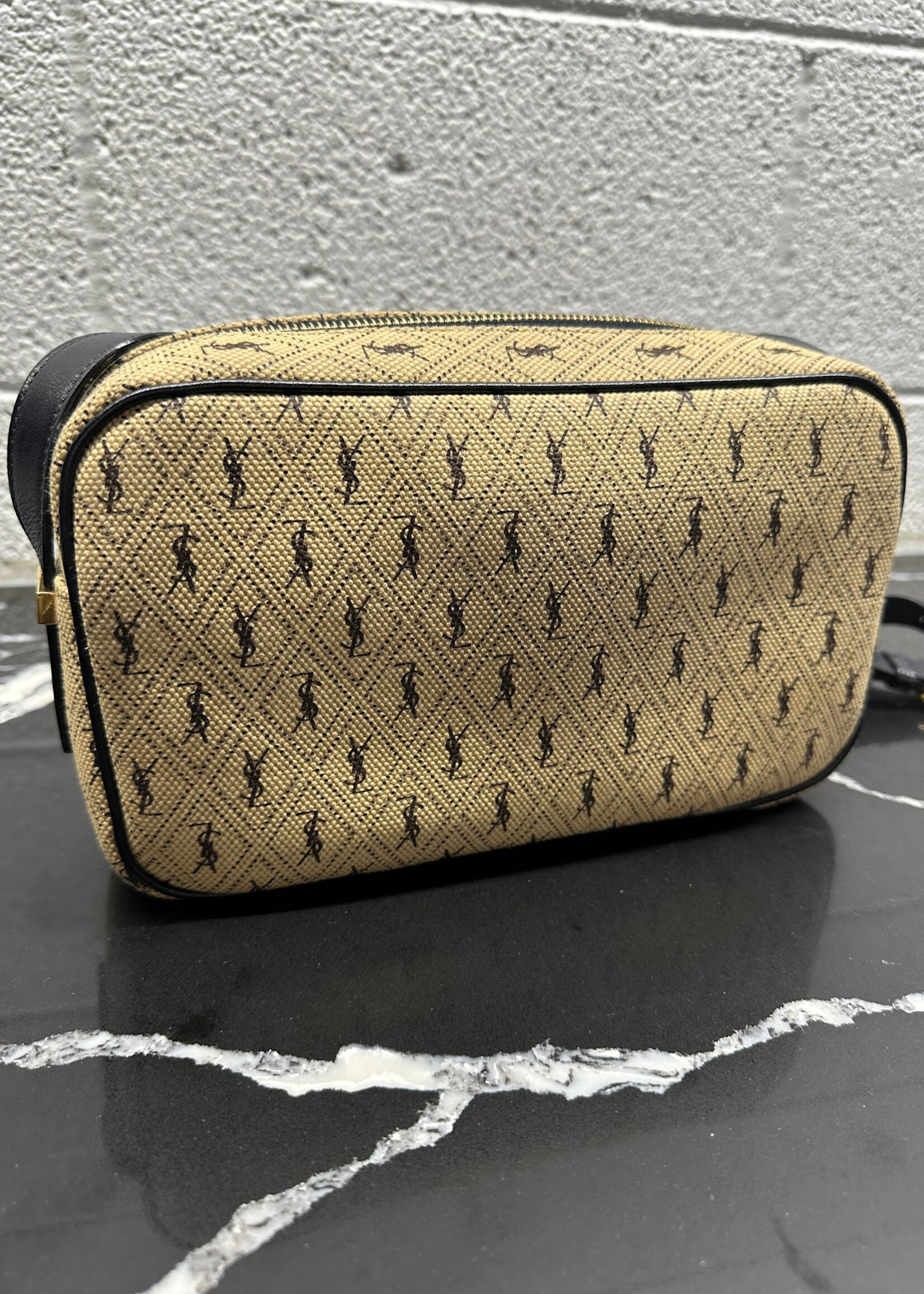 YSL Logo Print Canvas Camera Bag