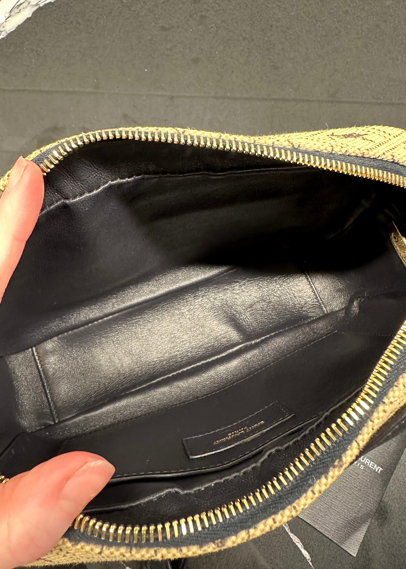 YSL Logo Print Canvas Camera Bag