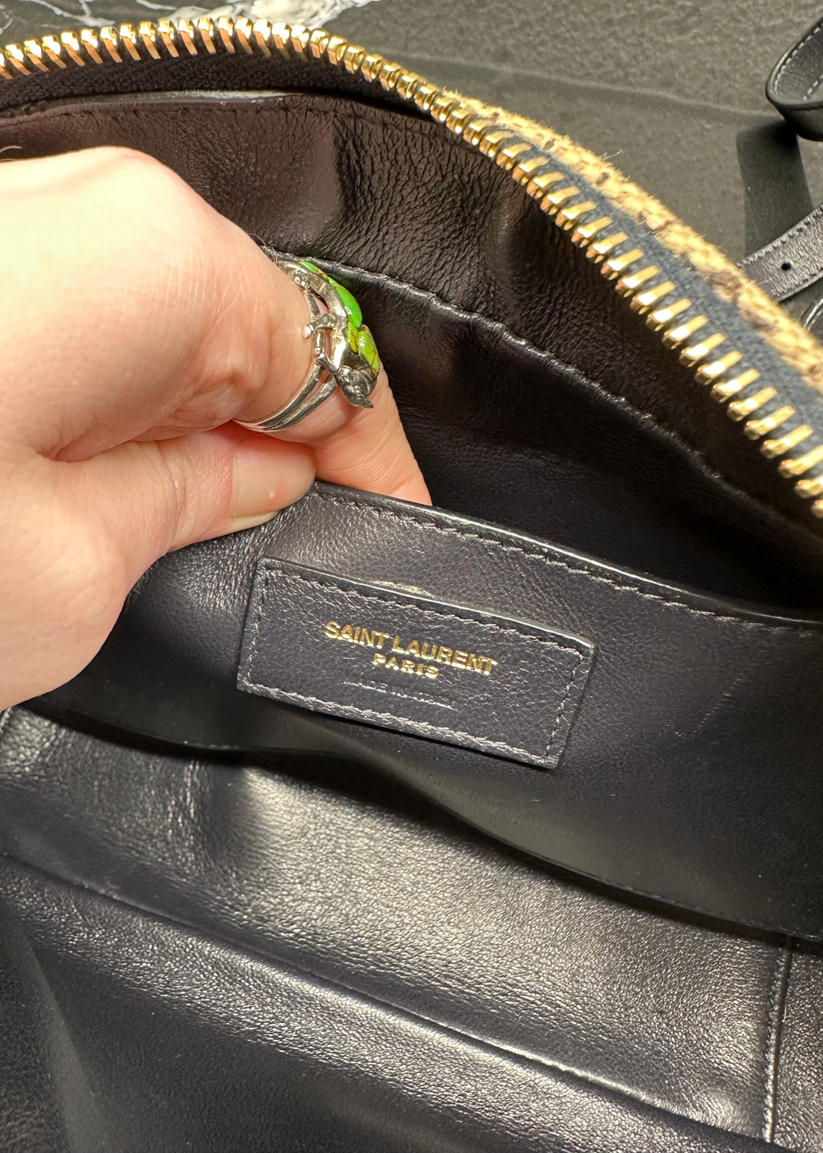 YSL Logo Print Canvas Camera Bag