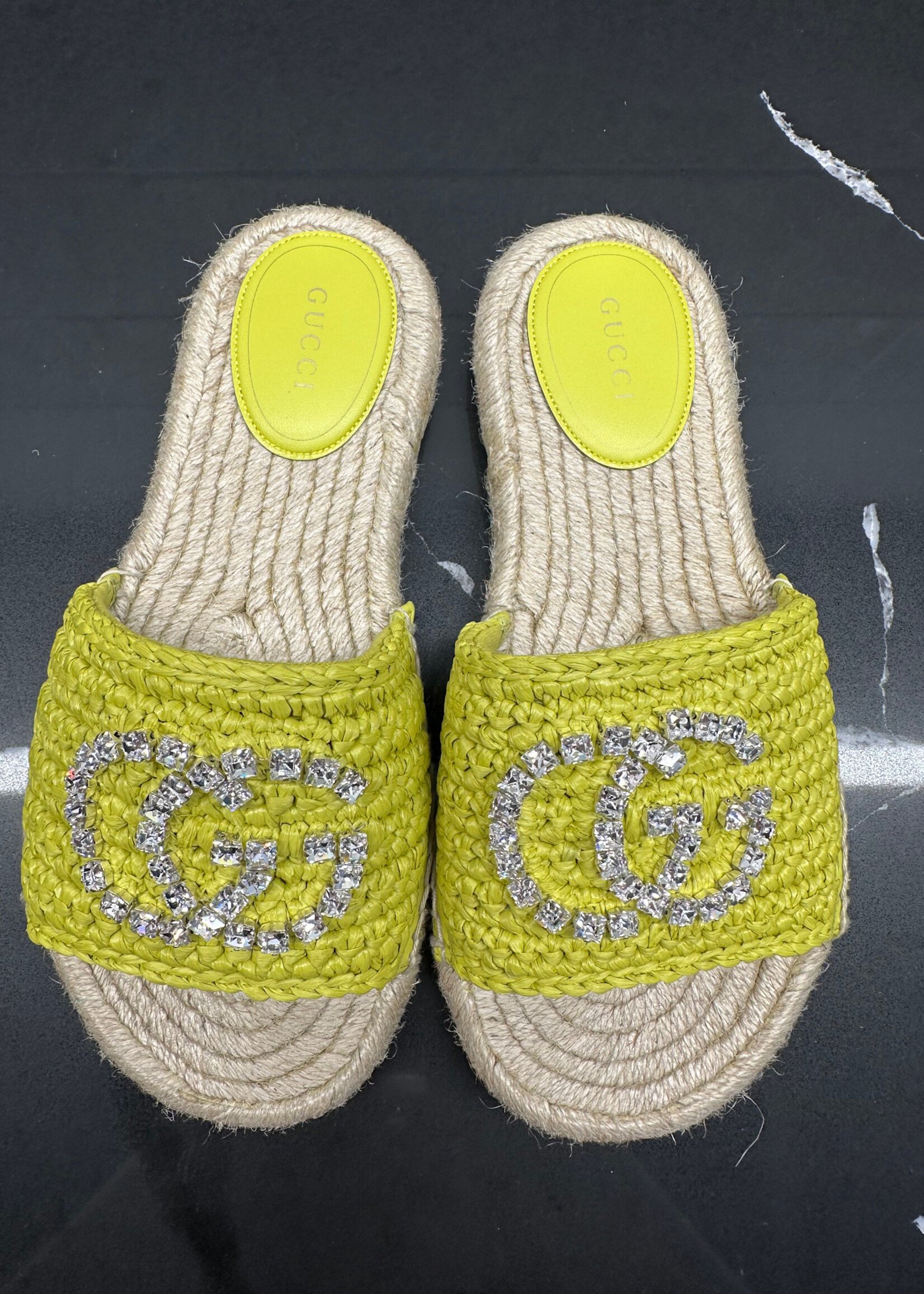 Gucci Yellow  Diamond GG Sandal 37.5/7.5