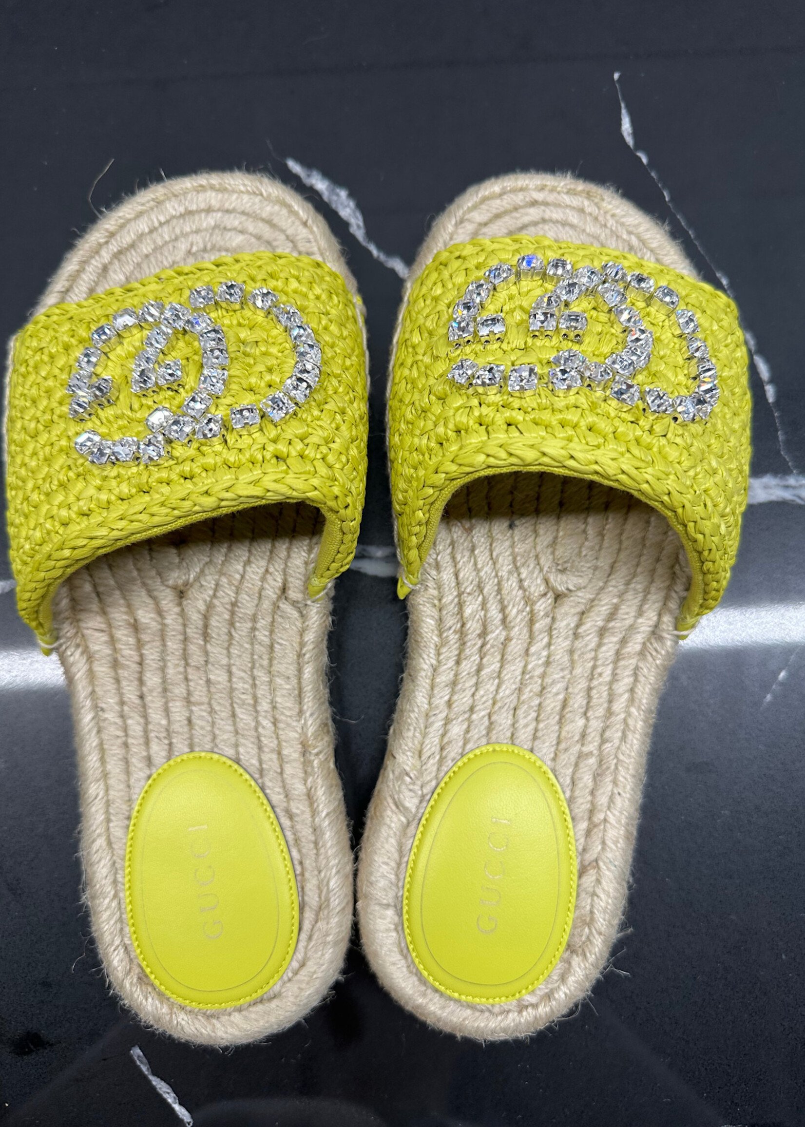 Gucci Yellow  Diamond GG Sandal 37.5/7.5