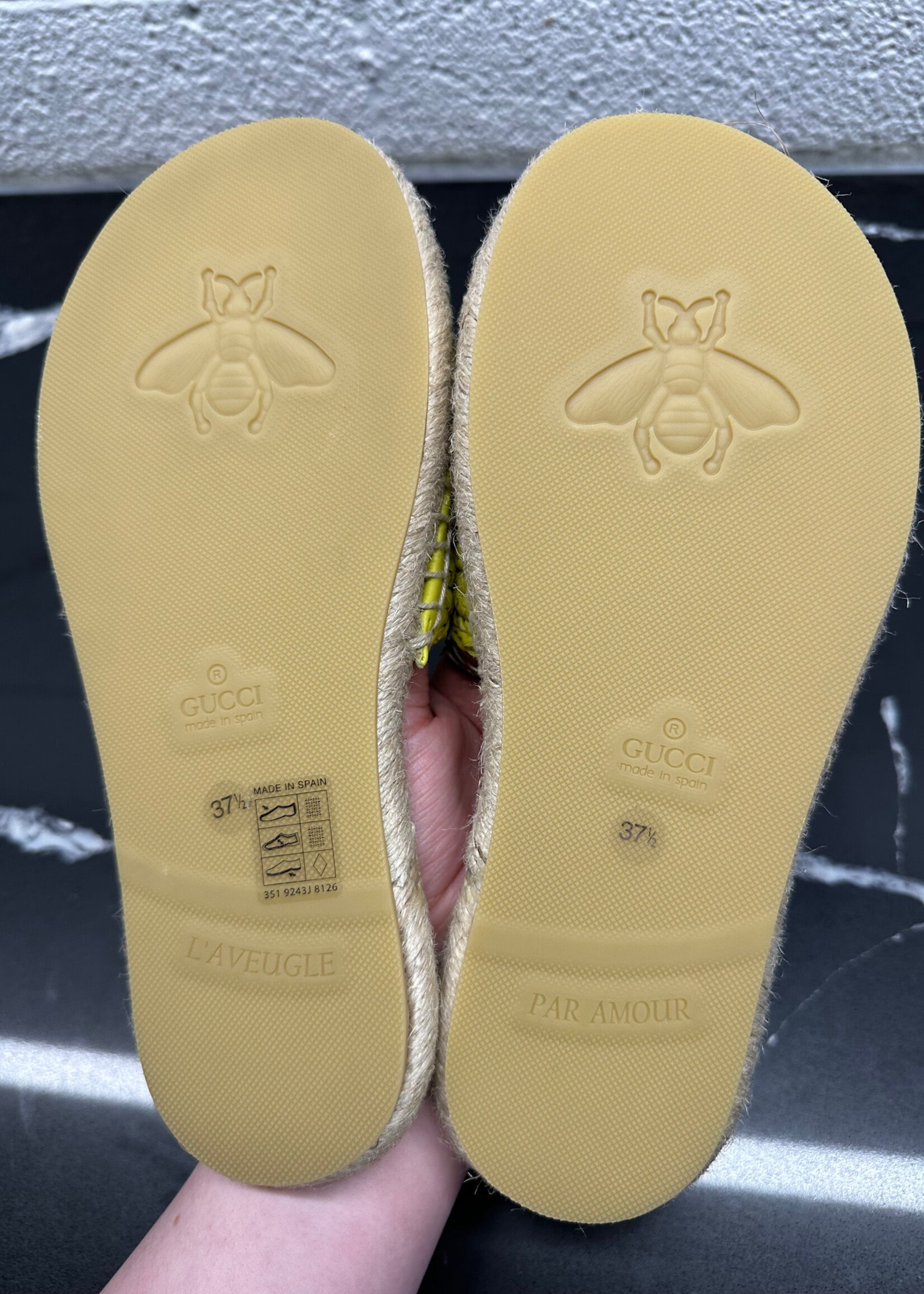 Gucci Yellow  Diamond GG Sandal 37.5/7.5
