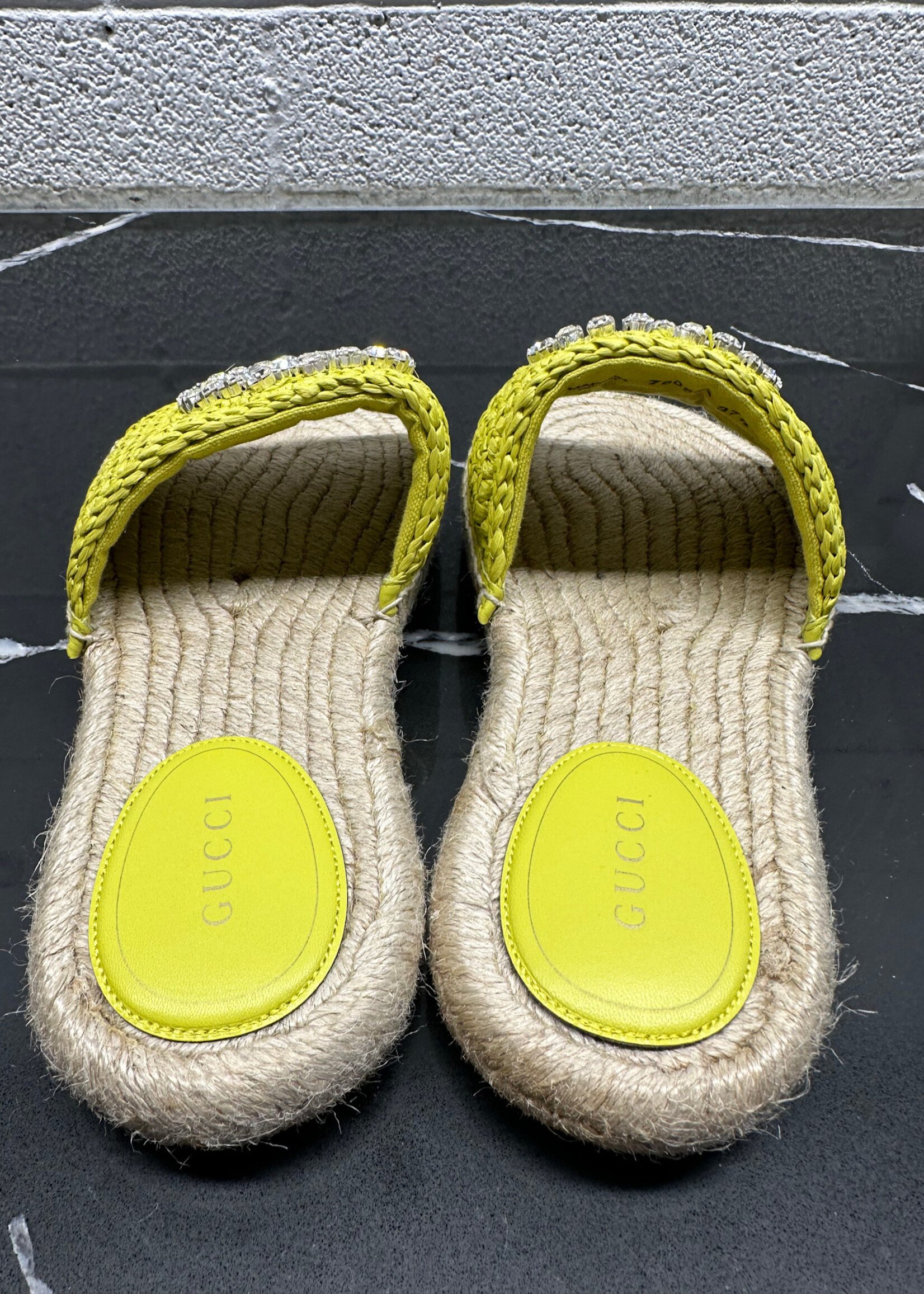 Gucci Yellow  Diamond GG Sandal 37.5/7.5