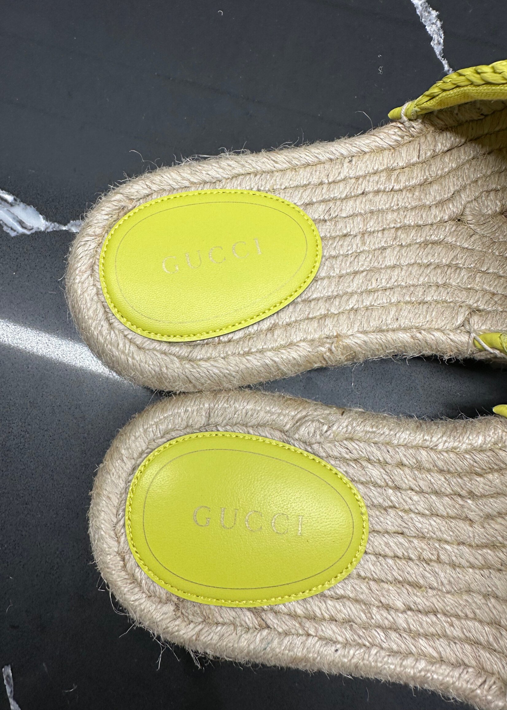 Gucci Yellow  Diamond GG Sandal 37.5/7.5