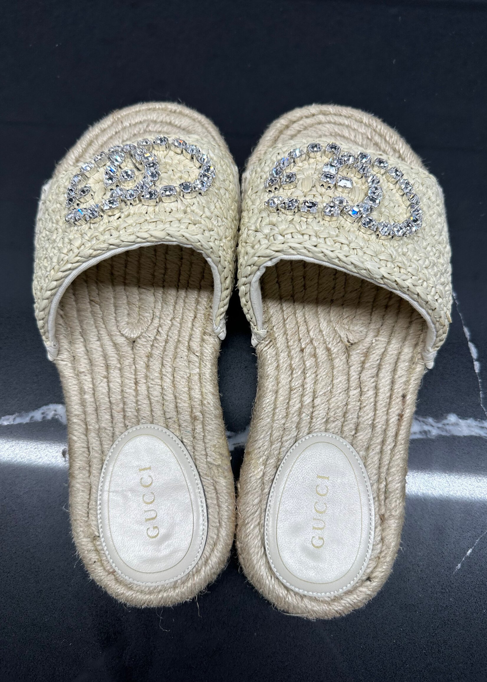 Gucci Beige Diamond GG Sandal 37.5/7.5