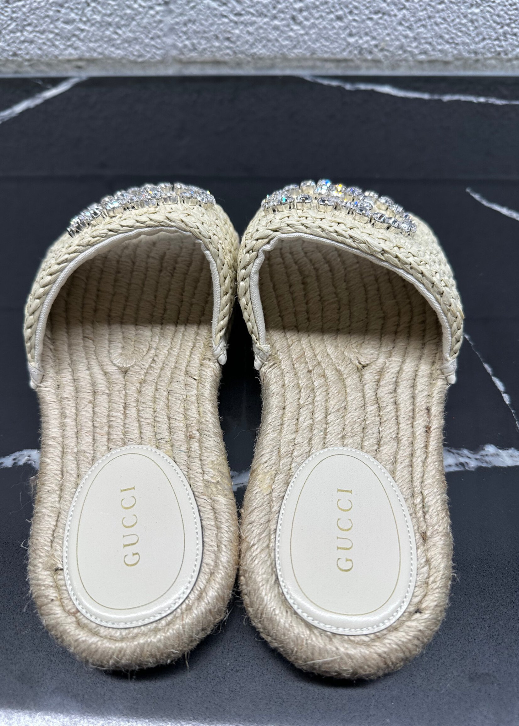Gucci Beige Diamond GG Sandal 37.5/7.5