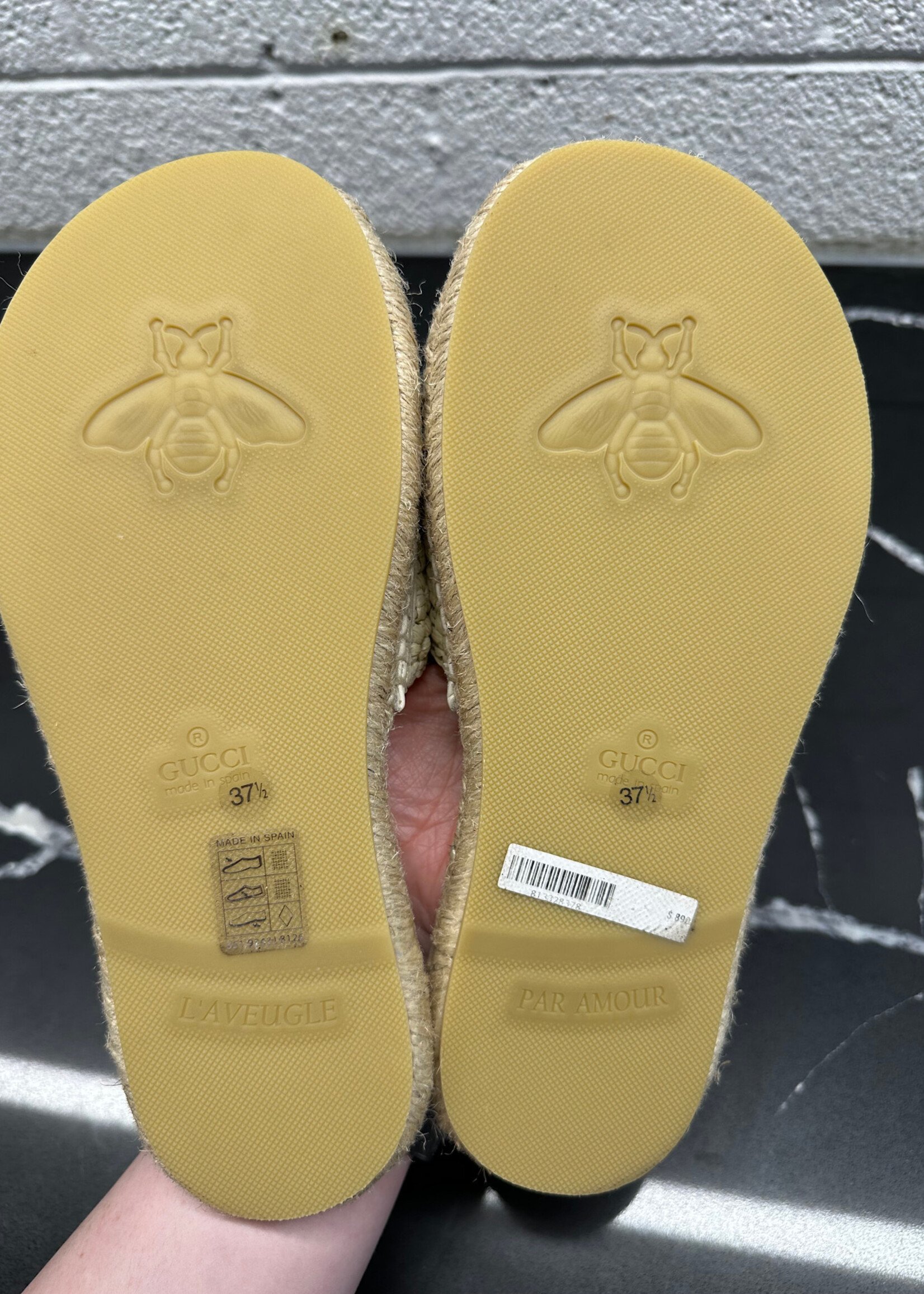 Gucci Beige Diamond GG Sandal 37.5/7.5