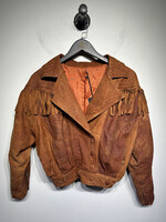 NO LABEL TAN FRINGE VINTAGE JACKET S