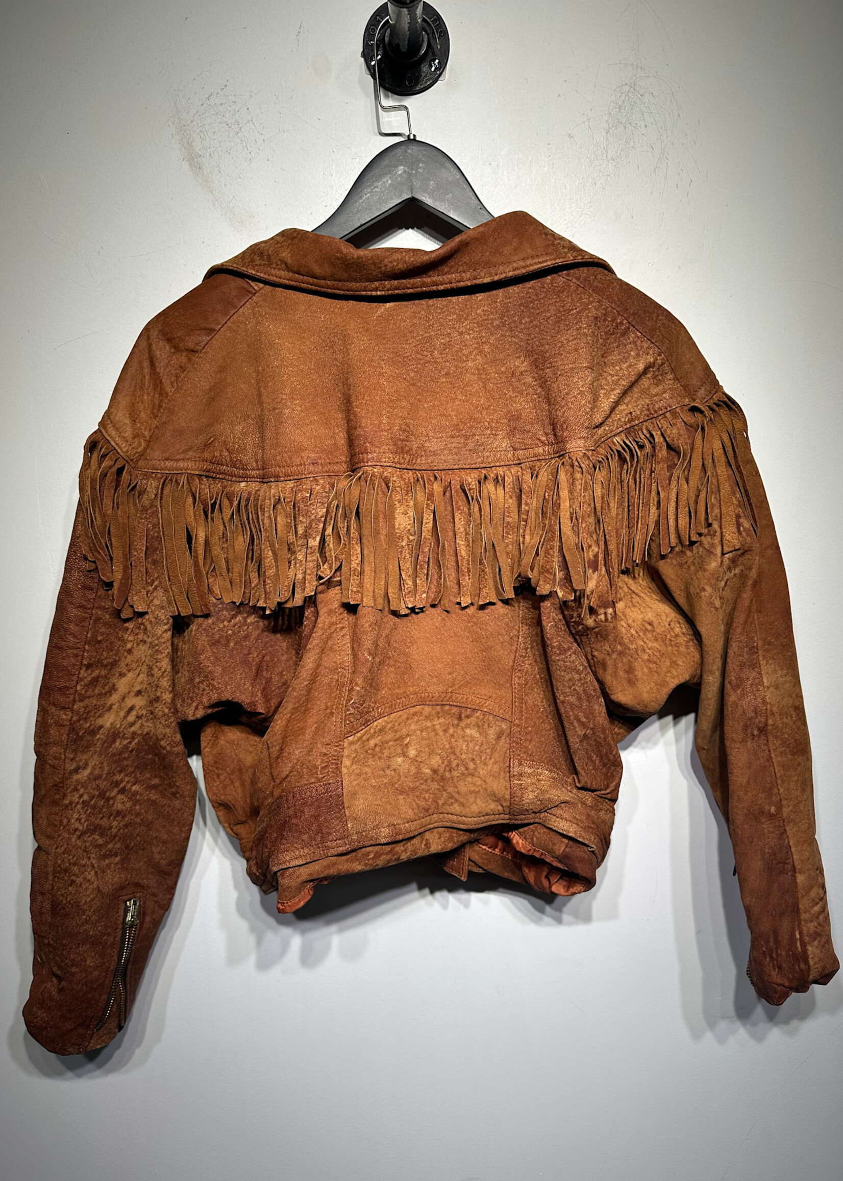 NO LABEL TAN FRINGE VINTAGE JACKET S