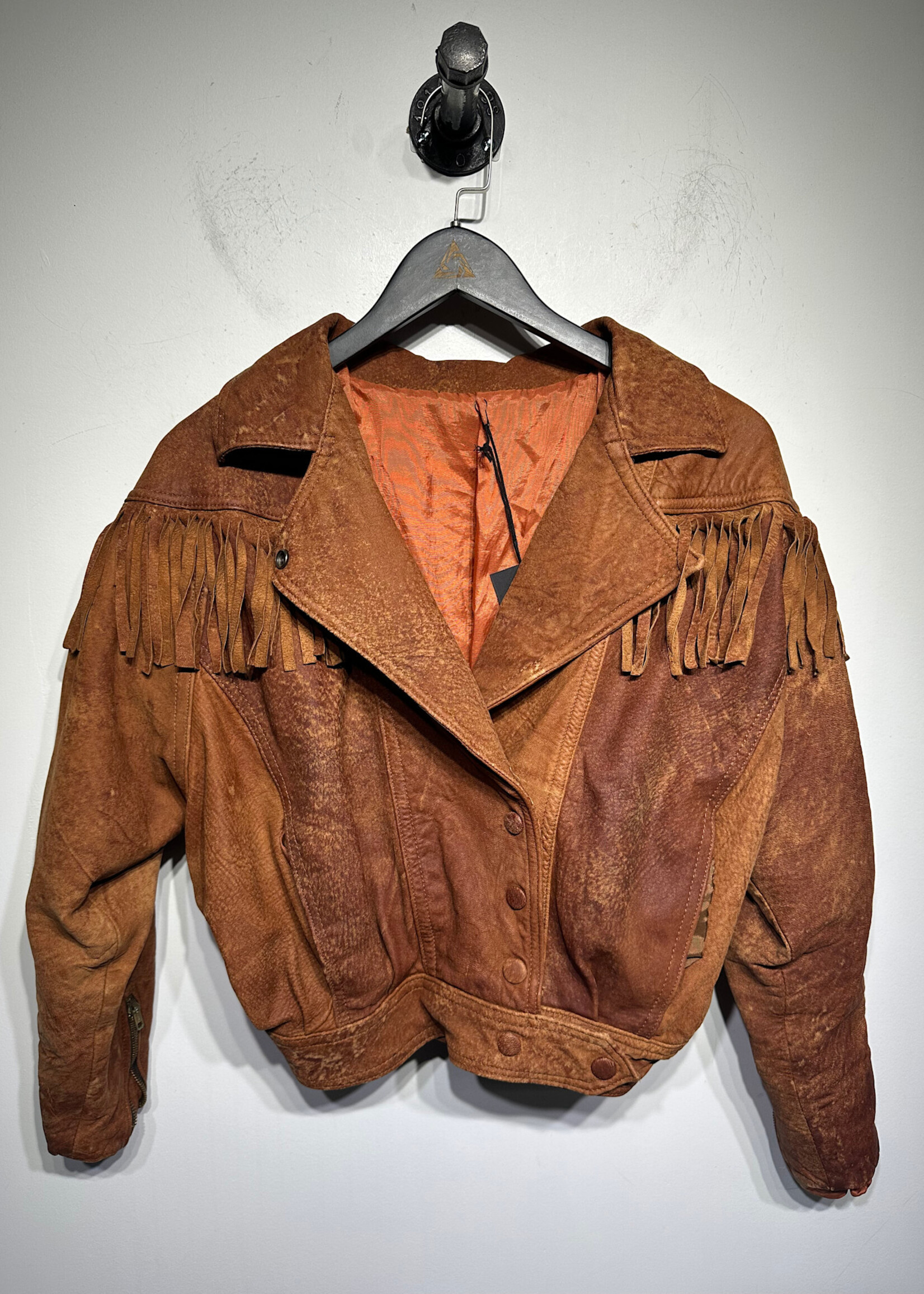 NO LABEL TAN FRINGE VINTAGE JACKET S